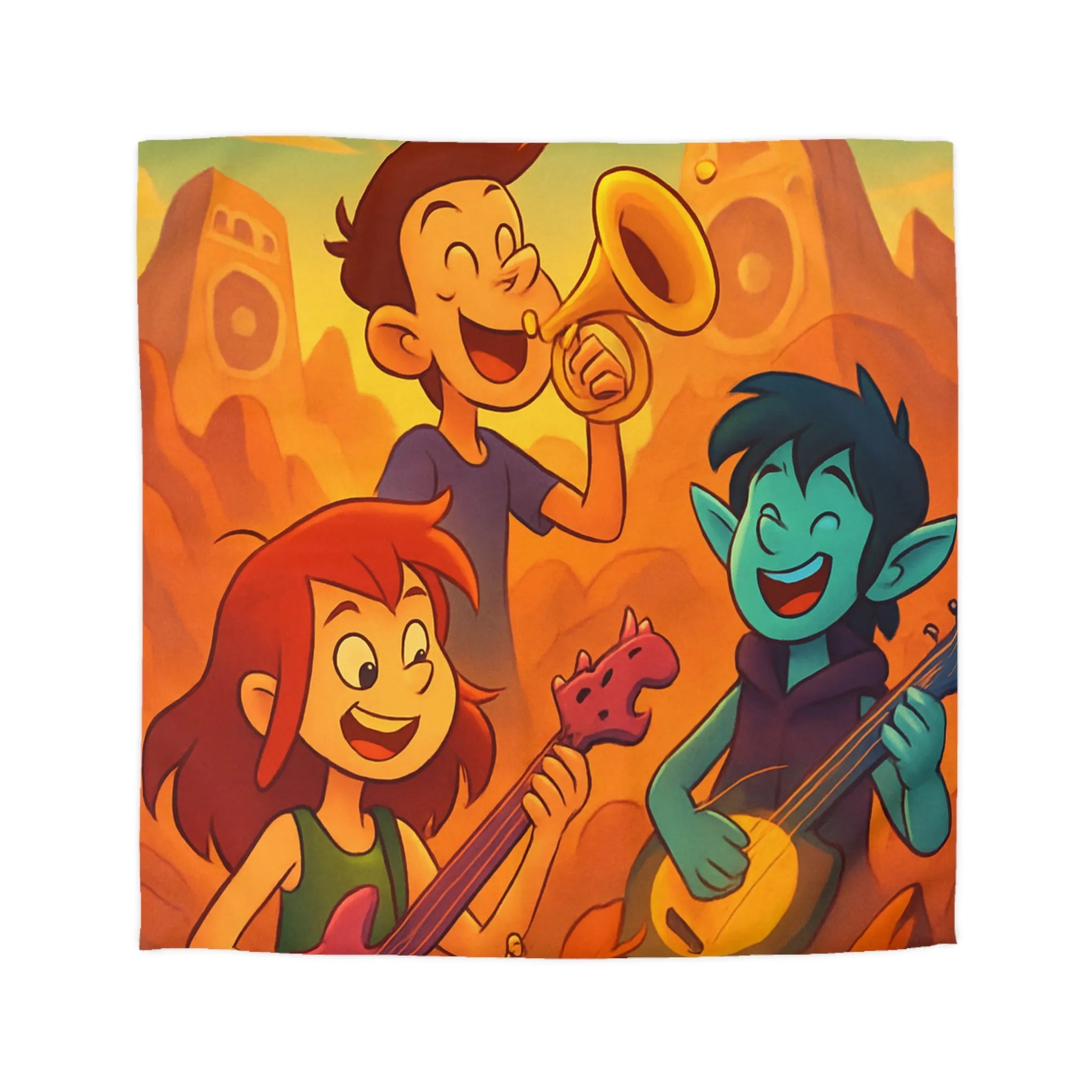 Housse de Couette avec Illustrations Musicales Fantaisistes pour Enfants et Adolescents Colorée