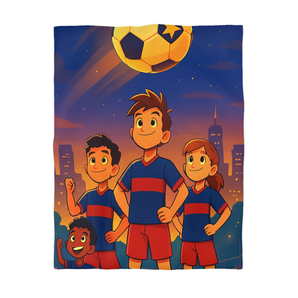 Housse de Couette Enfants avec Équipe de Football et Ballon Étoilé en Soirée
