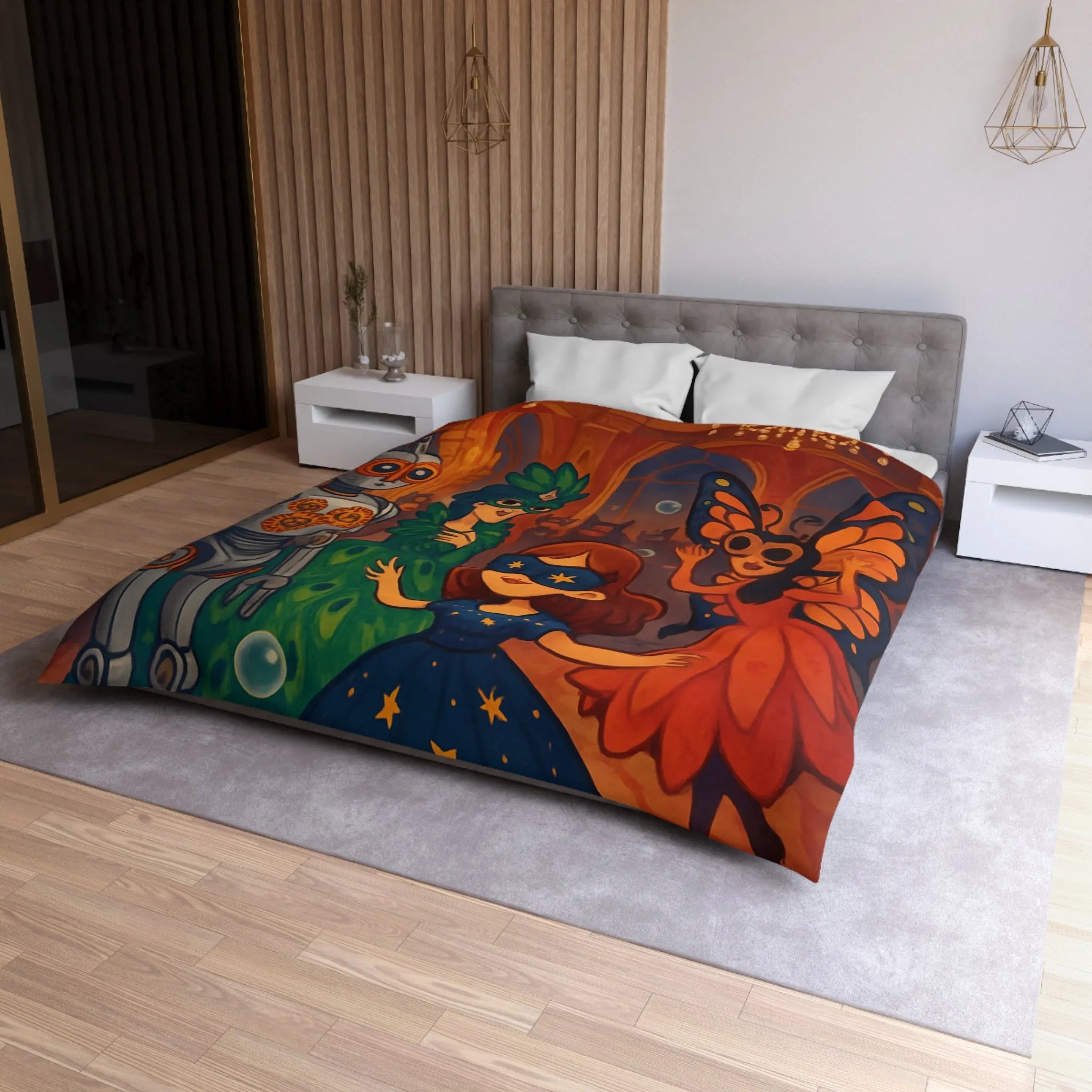 Housse de Couette Enchantée avec Robe de Bal Masquée et Ambiance Féérique Pour Enfants