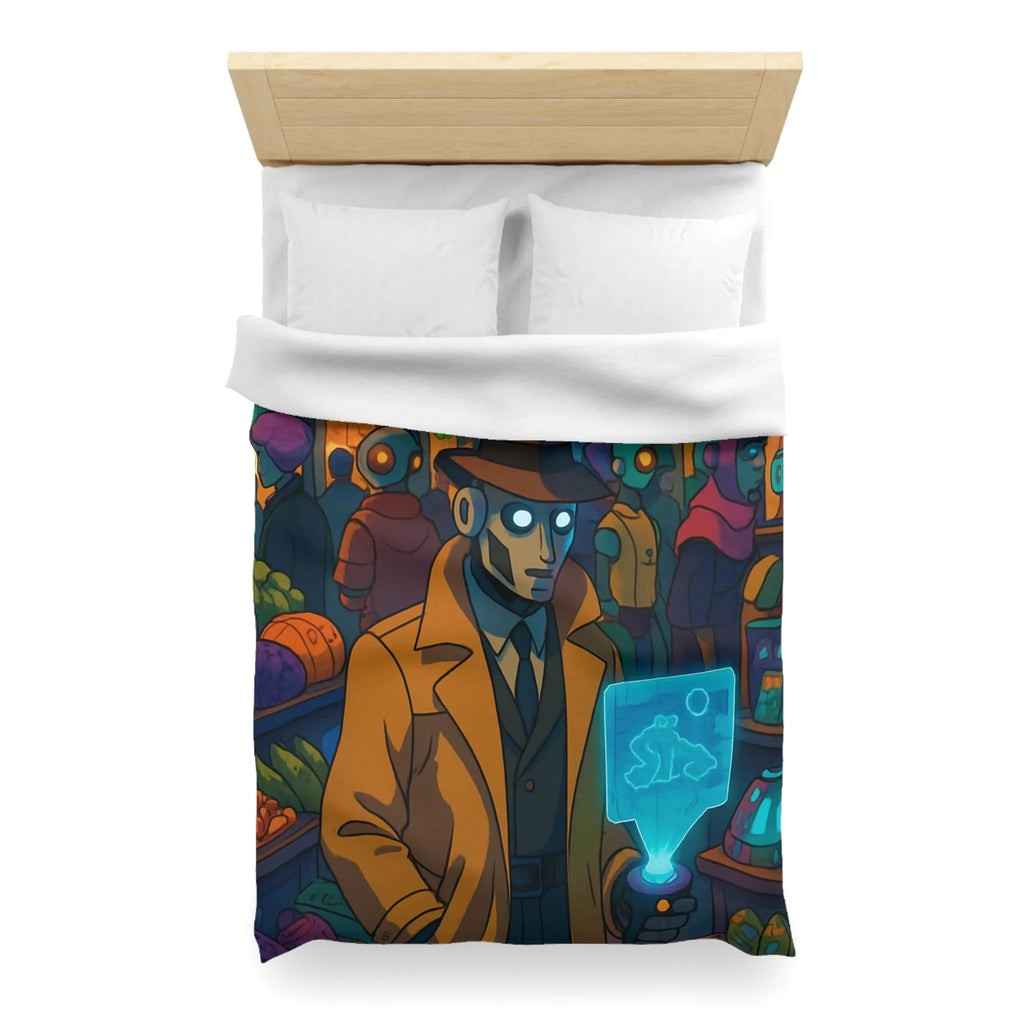 Explorez l'univers rétro-futuriste avec cette housse de couette robotique élégante et colorée