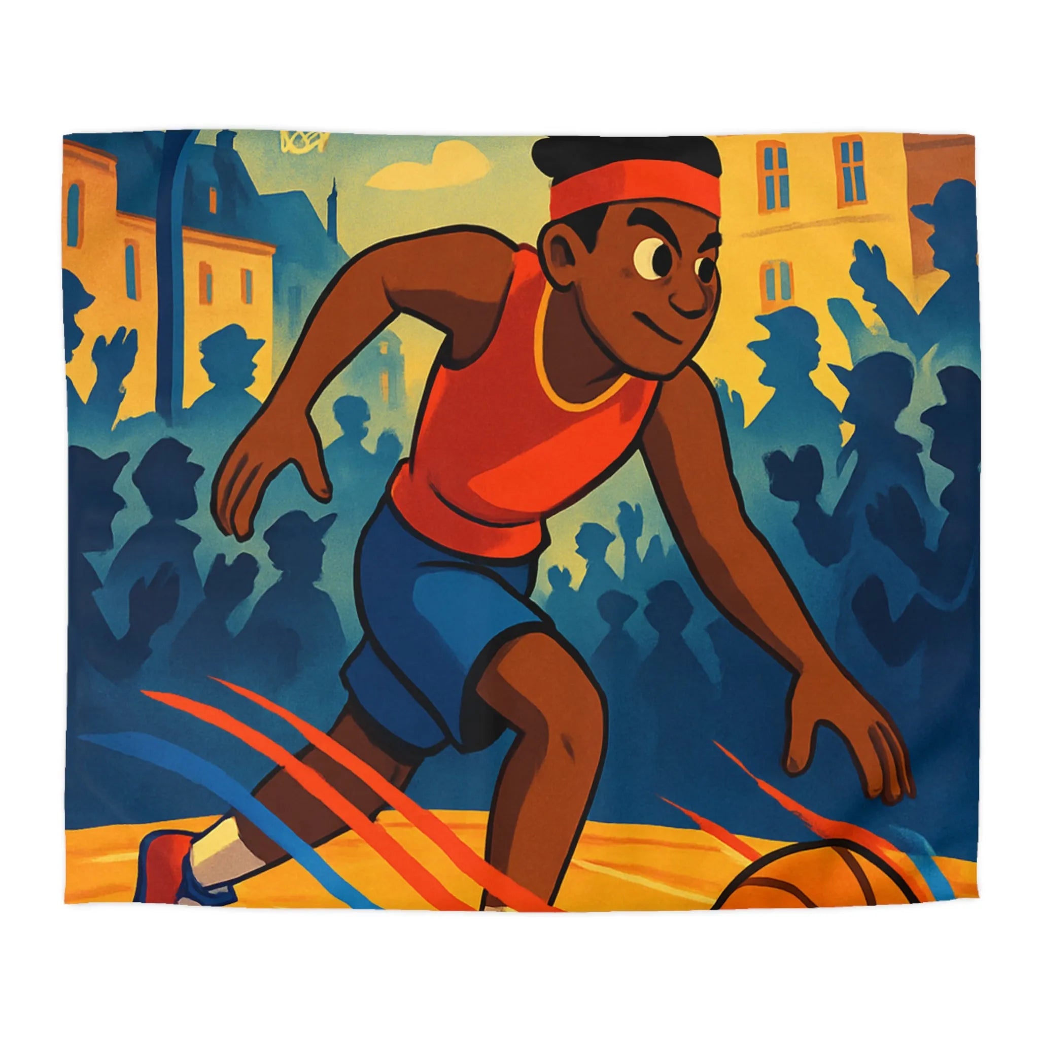 Housse de Couette Enfant Basket Rue Illustration Vibrante Style Bande Dessinée Jeune Esprit