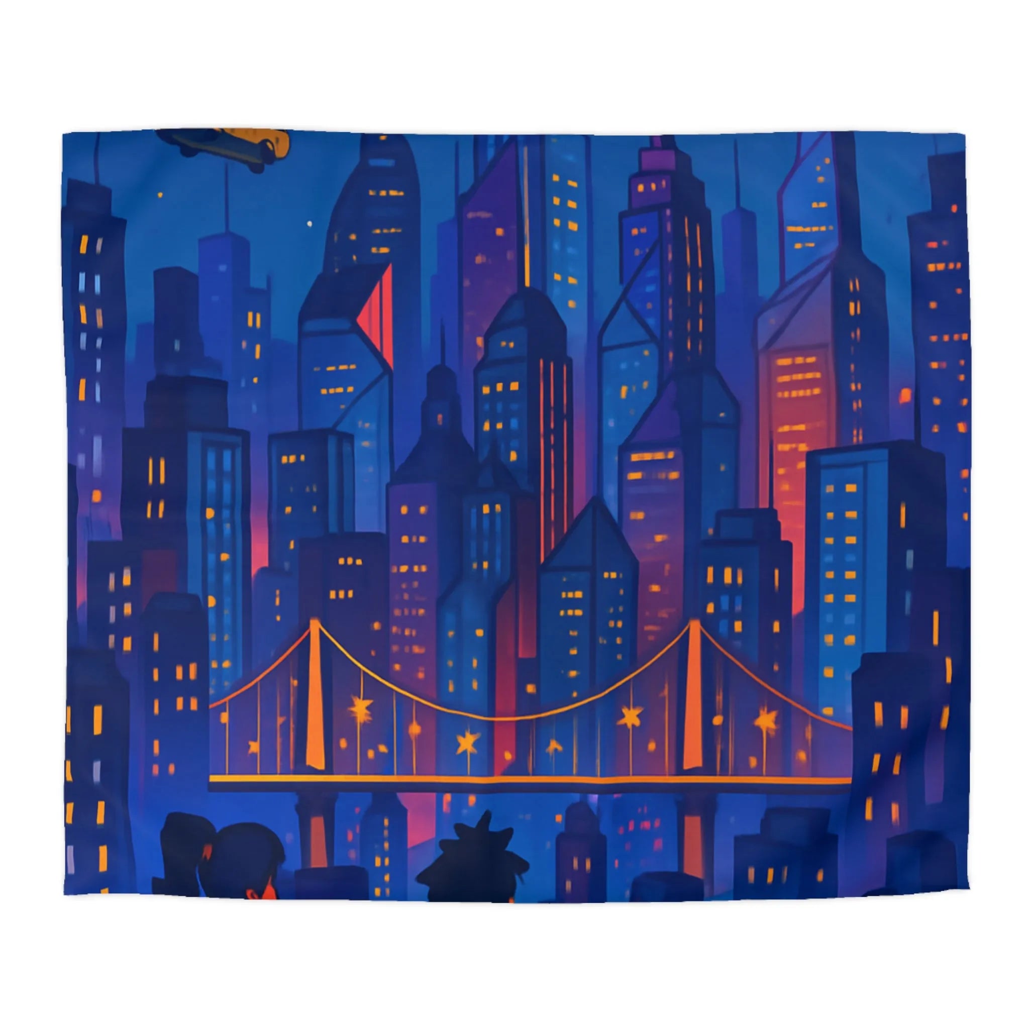 Explorez le rêve futuriste urbain vibrant avec taxis volants pour votre chambre moderne