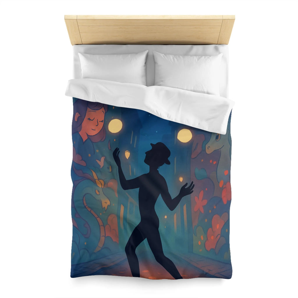 Housse de Couette Féérique avec Jongleur et Motifs de Nuit Enchantée Colorée