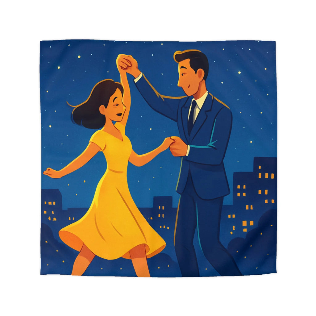Housse de Couette Étoilée avec Couple Dansant en Soirée Ville Style Vintage