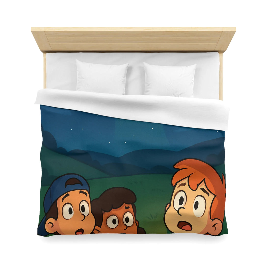 Découvre des Enfants Fascinés par un OVNI Éclairé dans le Ciel Nocturne Étoilé