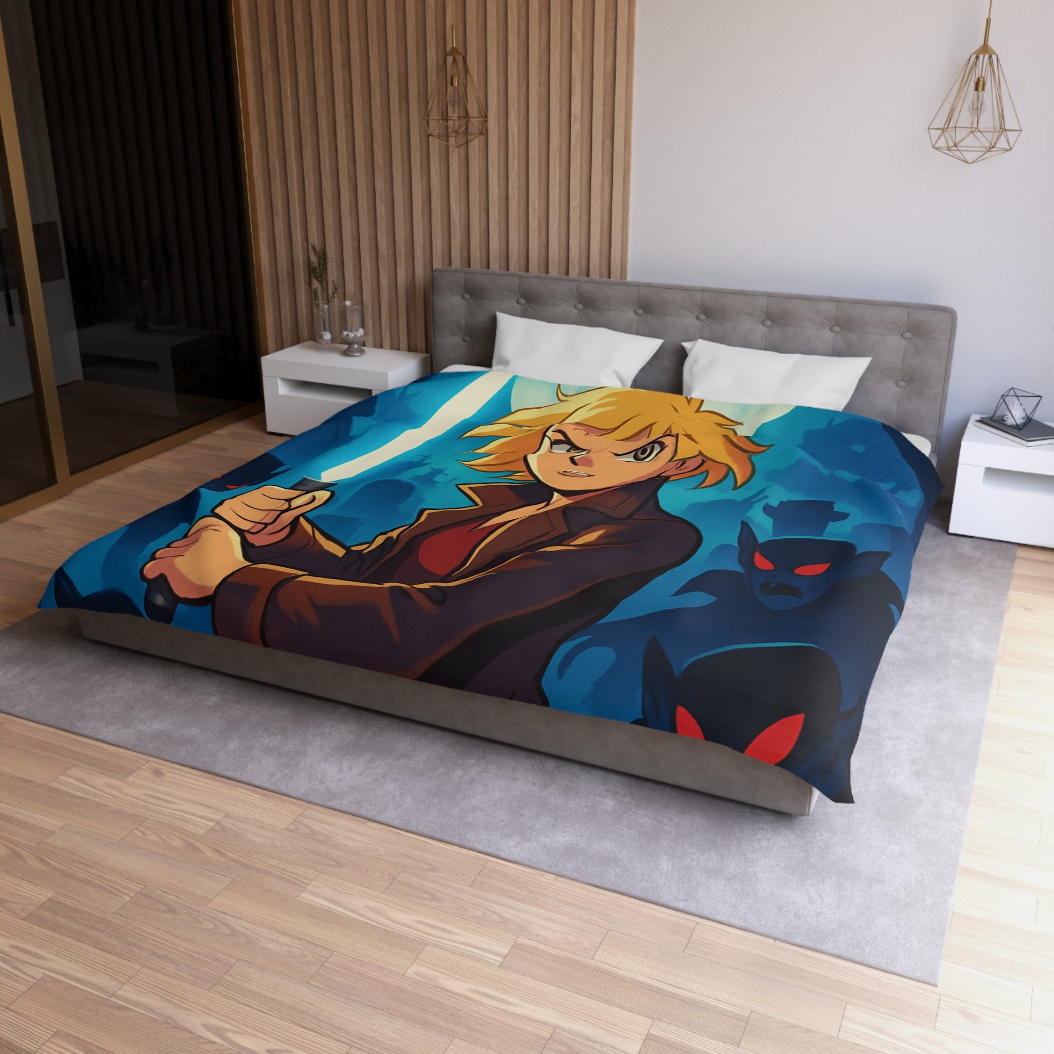 Housse de Couette Microfibre Motif Créatif Original Style Contemporain Chambre Élégante