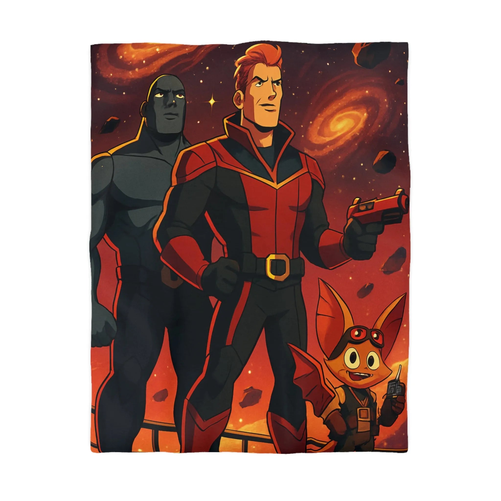 Housse de couette galactique avec héros cosmiques pour chambre d'enfant inspirante et colorée