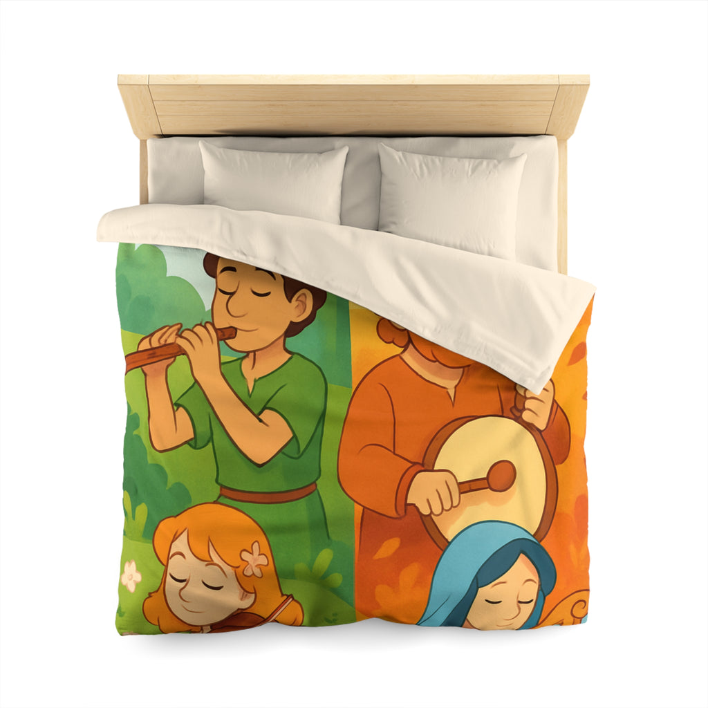 Housse de Couette Musique des Quatre Saisons Harpe Violon Tambour Flûte Enchanteur