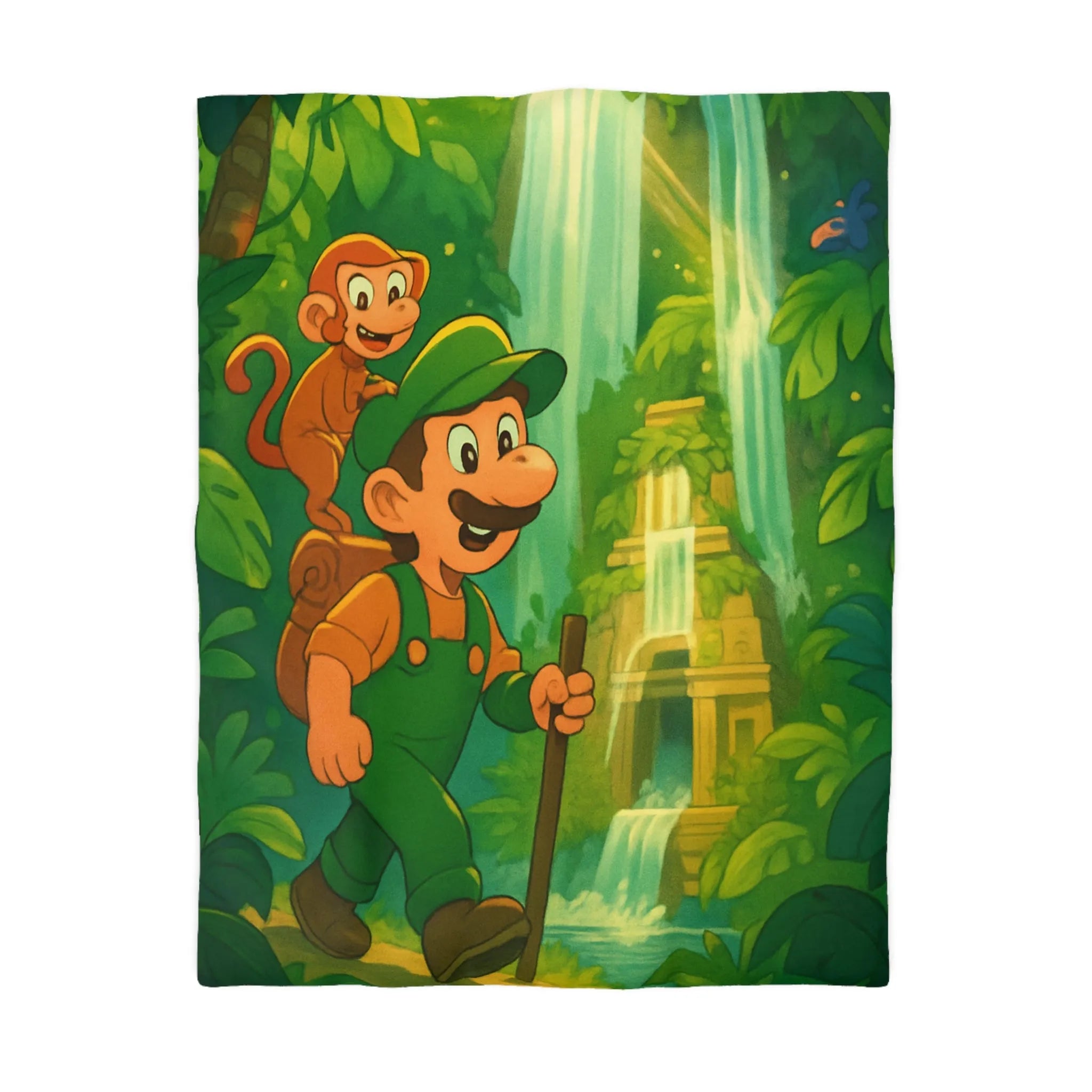Green Plumber Journeys Through Lush Jungle With Monkey Friend And Hidden Temple Scene