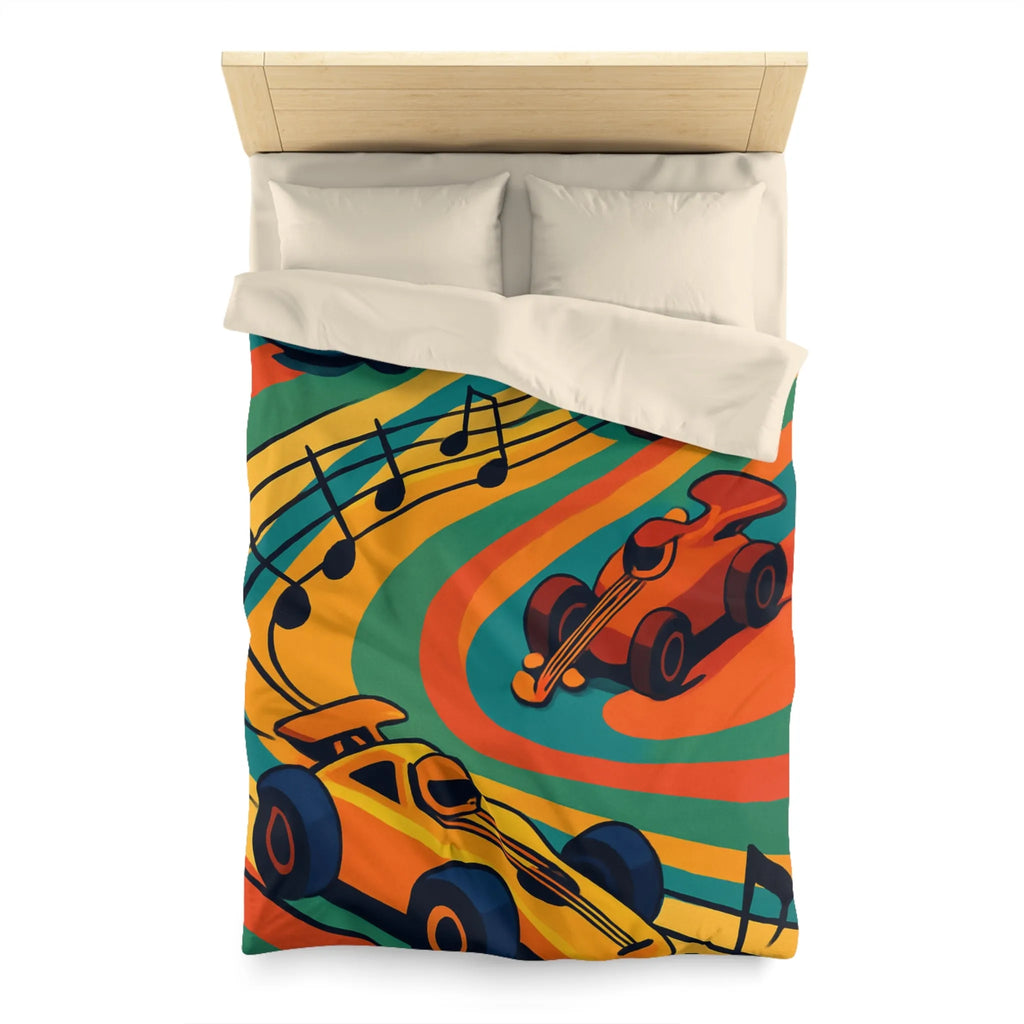 Housse de Couette Course Voitures Musique Vibrante pour Chambre Enfant Thème Animation
