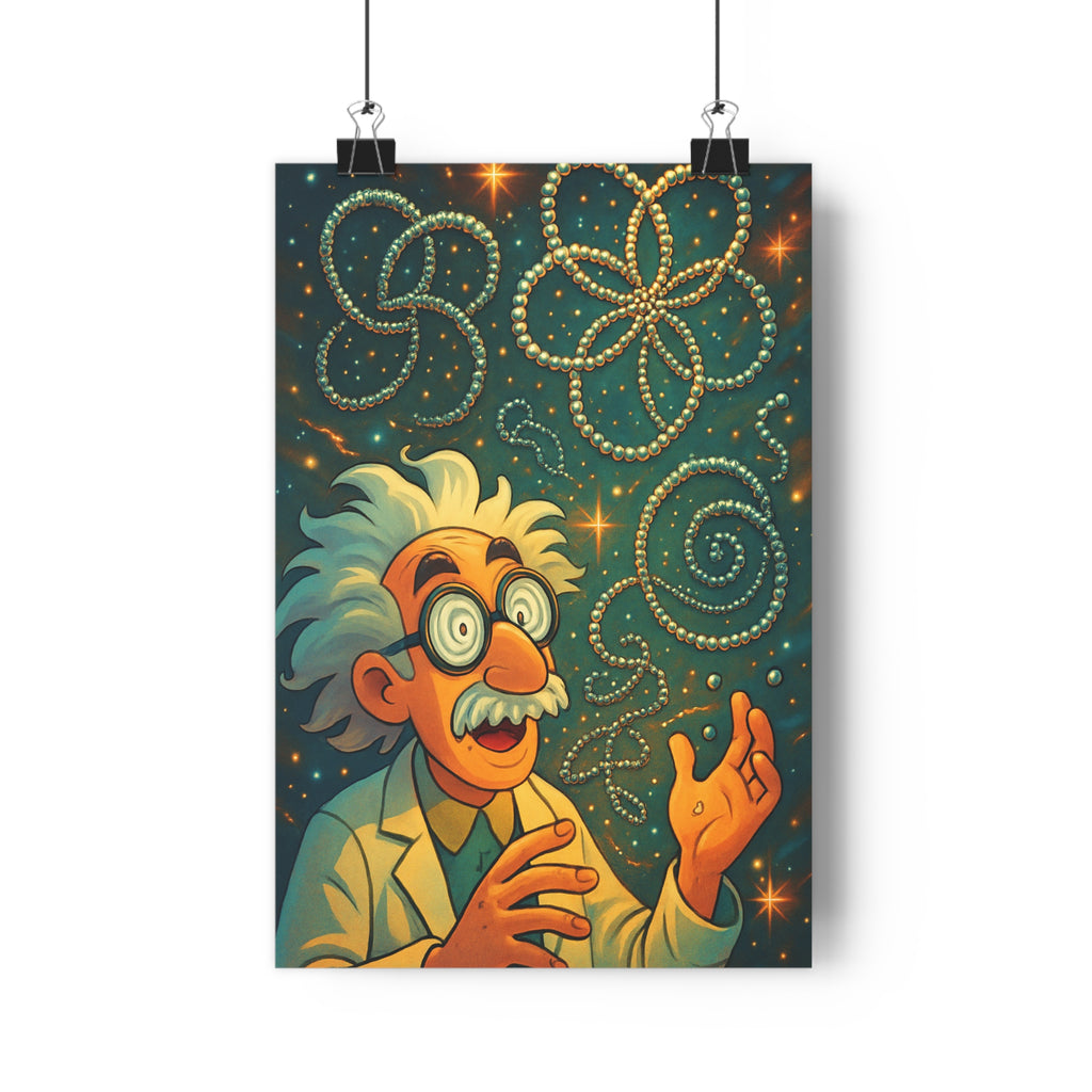 Poster décoratif cartoon scientifique bleu doré ludique inspirant chambre salon bureau créativité unique qualité