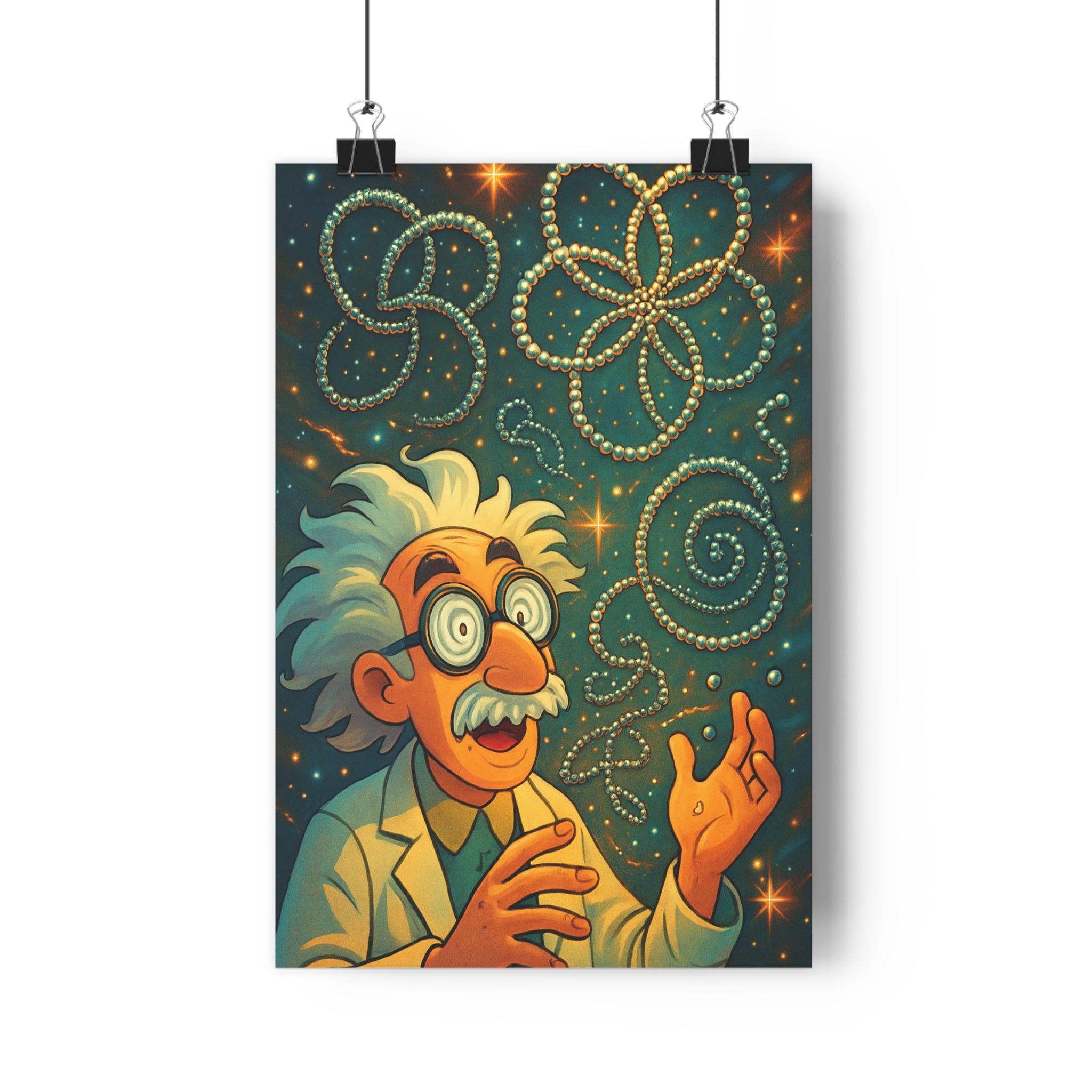 Poster décoratif cartoon scientifique bleu doré ludique inspirant chambre salon bureau créativité unique qualité