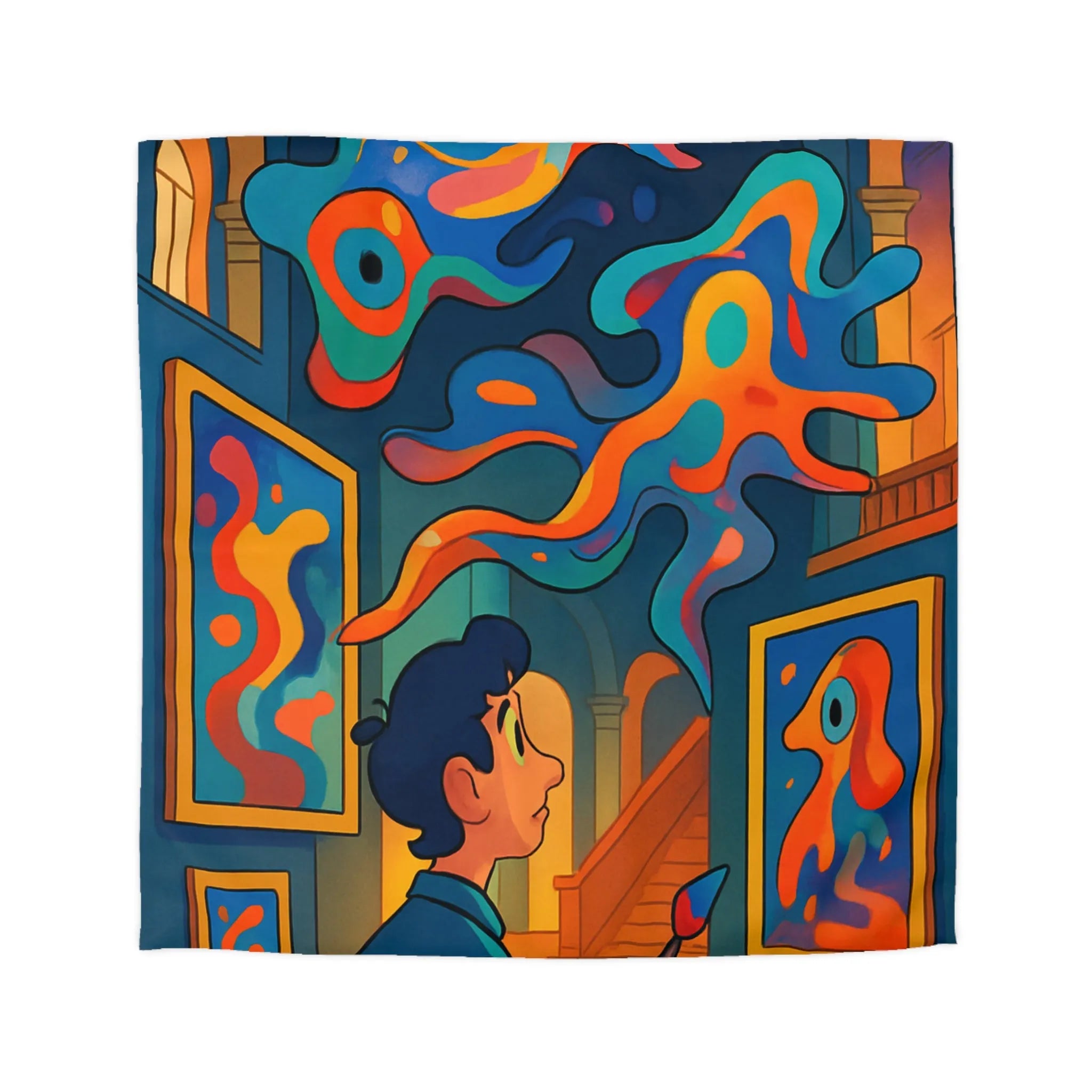 Housse de Couette Microfibre Art Graphique Contemporain Style Décoratif Chambre Tendance