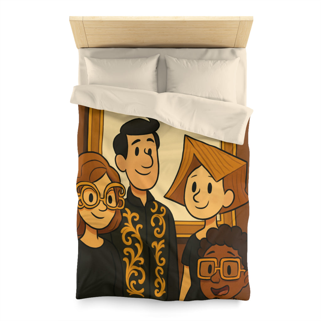 Housse de Couette Originale avec Illustration de Quatre Personnages Animés au Style Unique