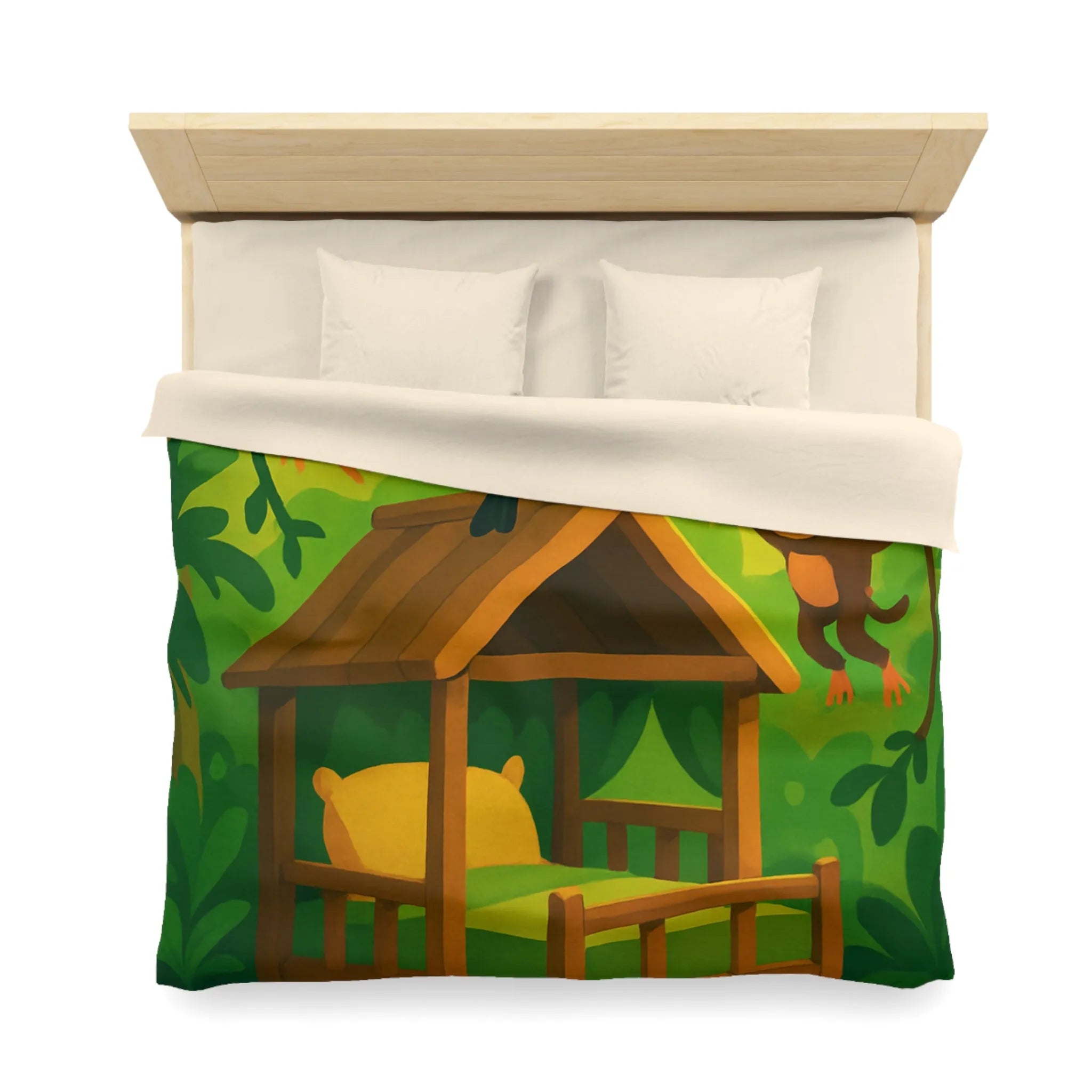 Housse de couette jungle avec singes et toucans pour chambre d'enfant colorée