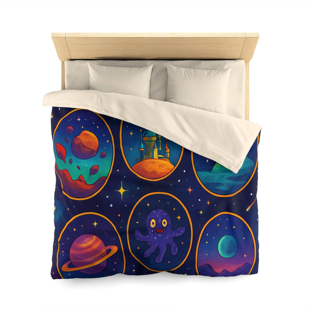 Housse de couette colorée de l'espace avec planètes et étoiles pour chambre enfant