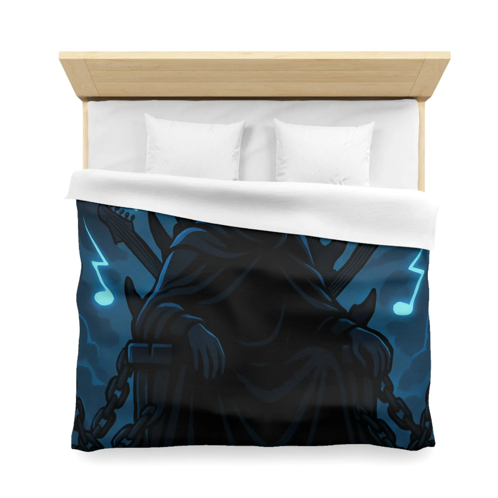 Housse de Couette Gothique Musicien Roi Ténébreux avec Throne de Guitares et Crânes