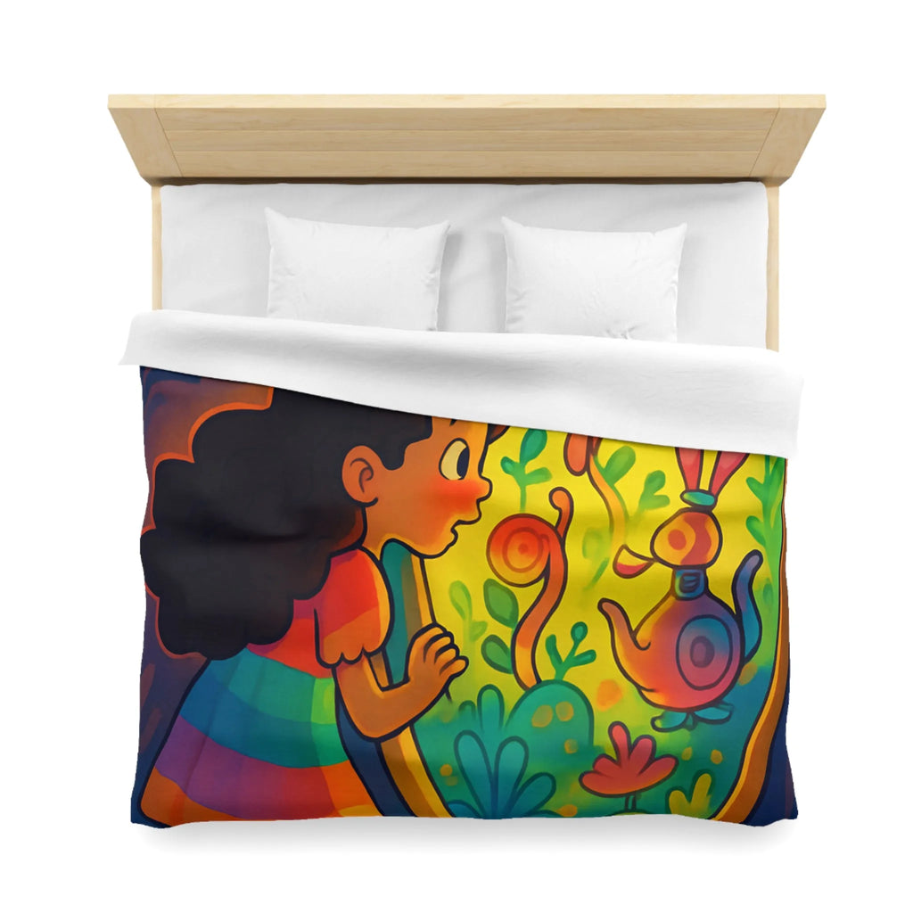 Housse de Couette Enfant Rêve Mystérieux Jardin Émerveillé Couleurs Vives Décor Imaginaire