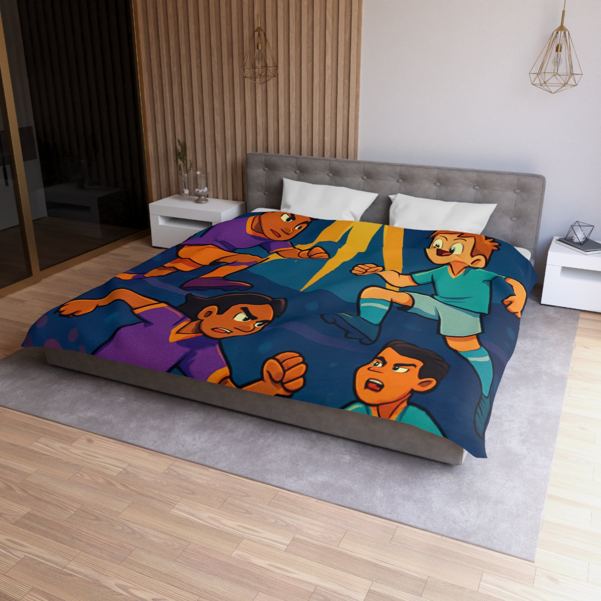 Housse de Couette Thème Football Éclatant pour les Fans de Sports Nocturnes