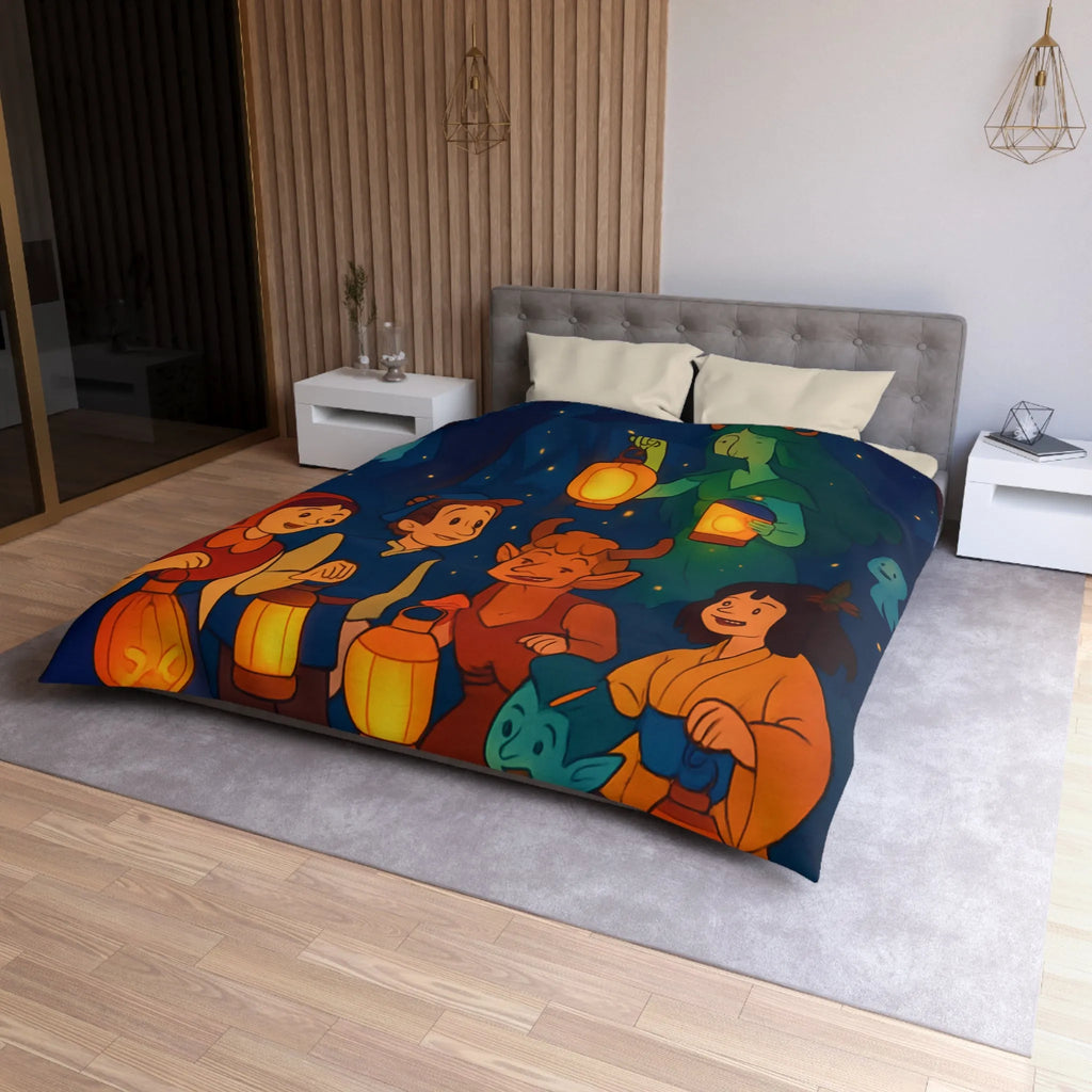 Housse de couette magique avec lanterne, créatures fantastiques et forêt enchantée