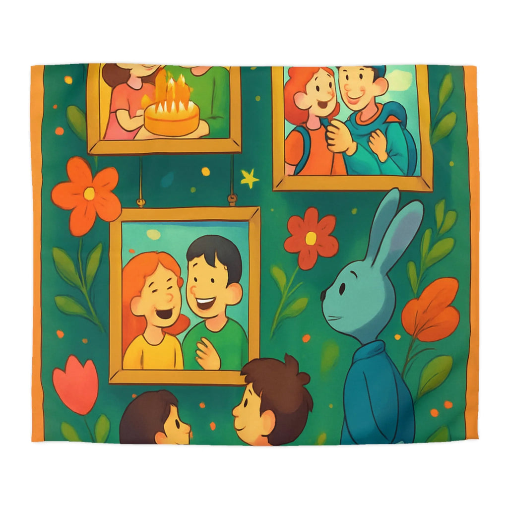 Housse de couette colorée et joyeuse avec famille, nature et motifs floraux