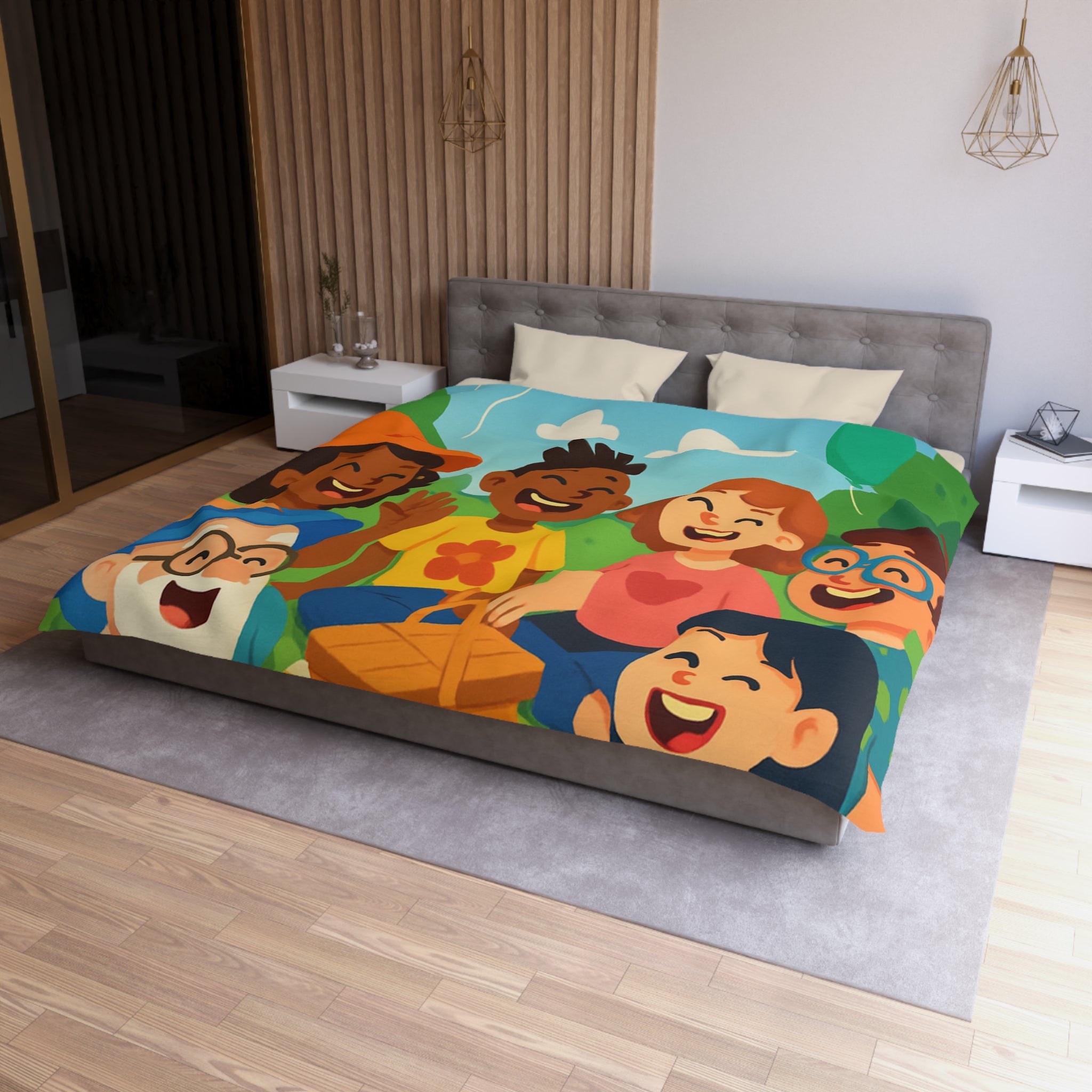 Housse de Couette Microfibre Illustration Unique Design Moderne Décoration Intérieure Raffinée