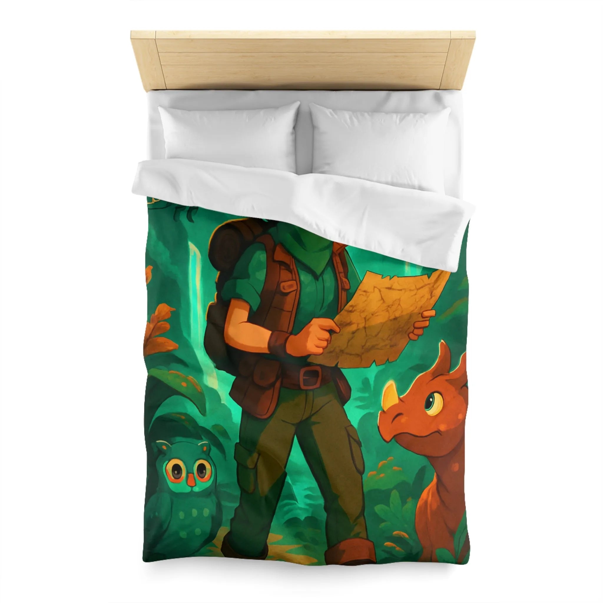 Aventure Enchantée: Enfant Voyageur, Animaux Magiques, Carte Mystérieuse, Forêt Lumineuse, Cascade Sereine