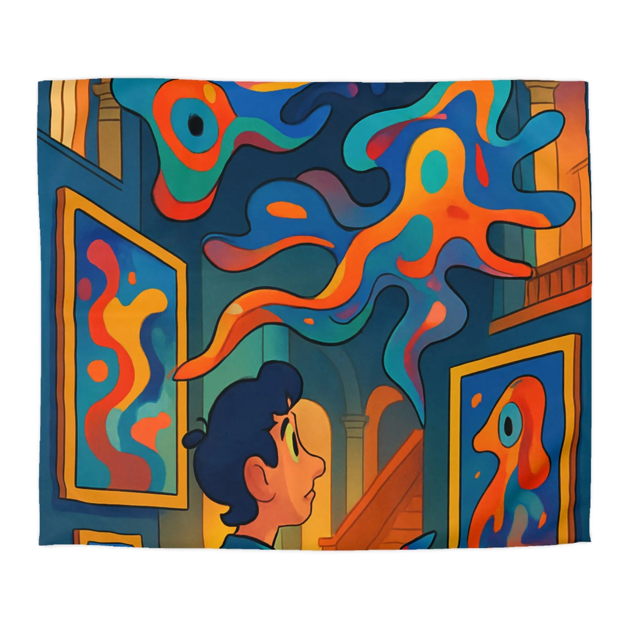 Housse de Couette Microfibre Art Graphique Contemporain Style Décoratif Chambre Tendance