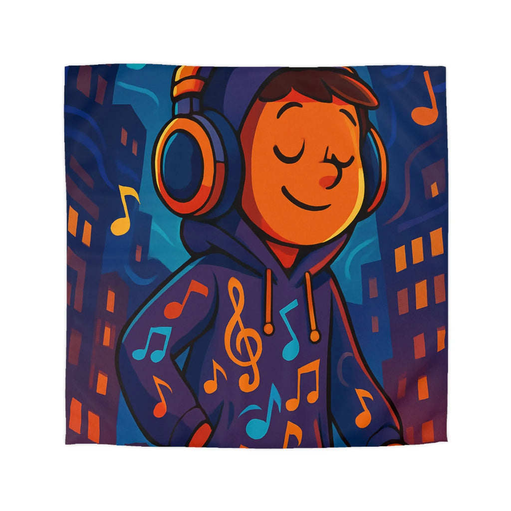 "Housse de couette colorée avec design urbain de musique pour chambre moderne et dynamique"