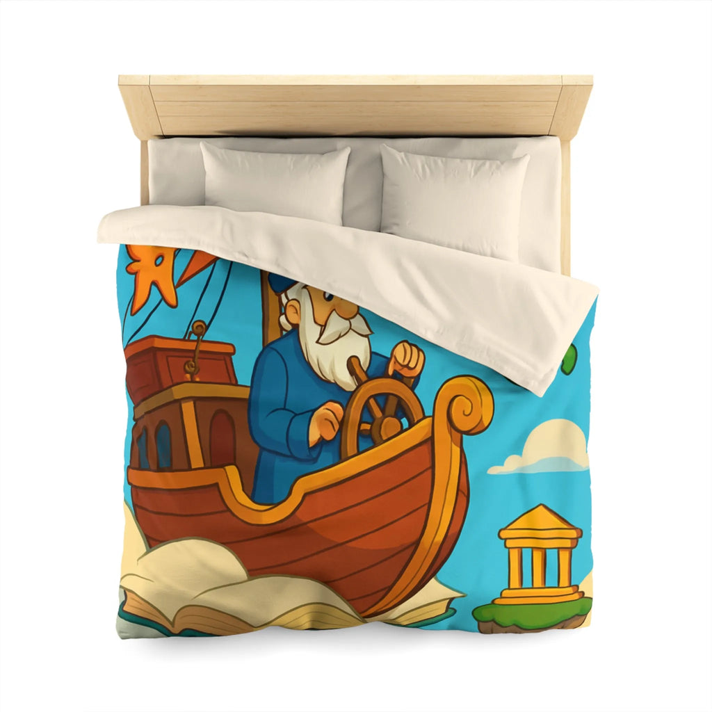 Housse de Couette Aventure Marin : Bateau Volant, Symboles Mystiques, Îles Flottantes