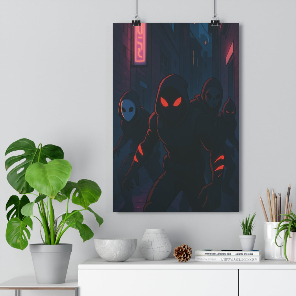 Poster décoratif anime rouge noir ambiance mystérieuse salon chambre captivant intense moderne vibrant artistique