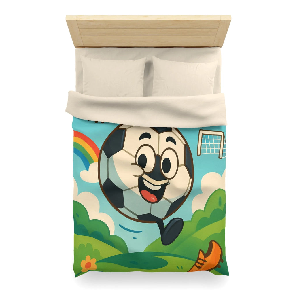 Housse de Couette Enfant Joyeuse avec Ballon de Foot et Arc-en-ciel Coloré