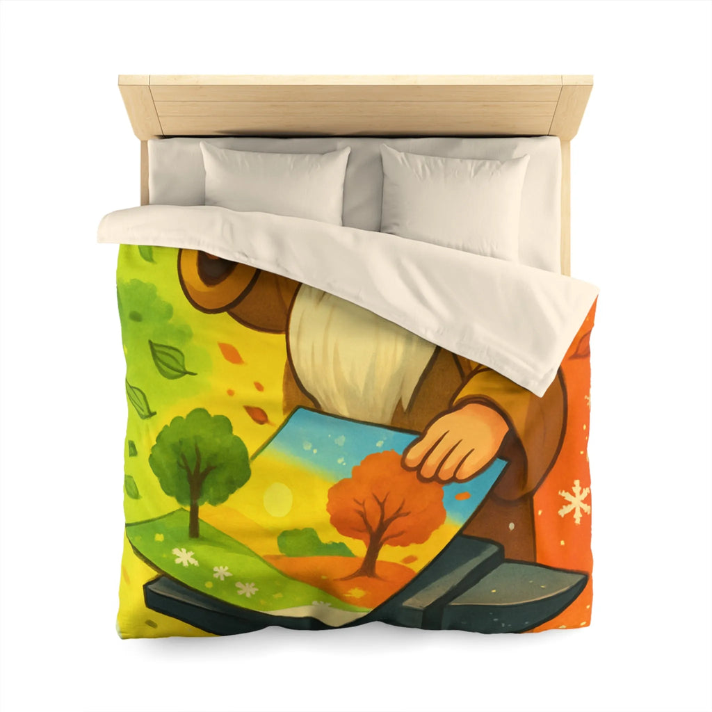 Housse de Couette Artistique aux Couleurs des Quatre Saisons avec Forge Mystique