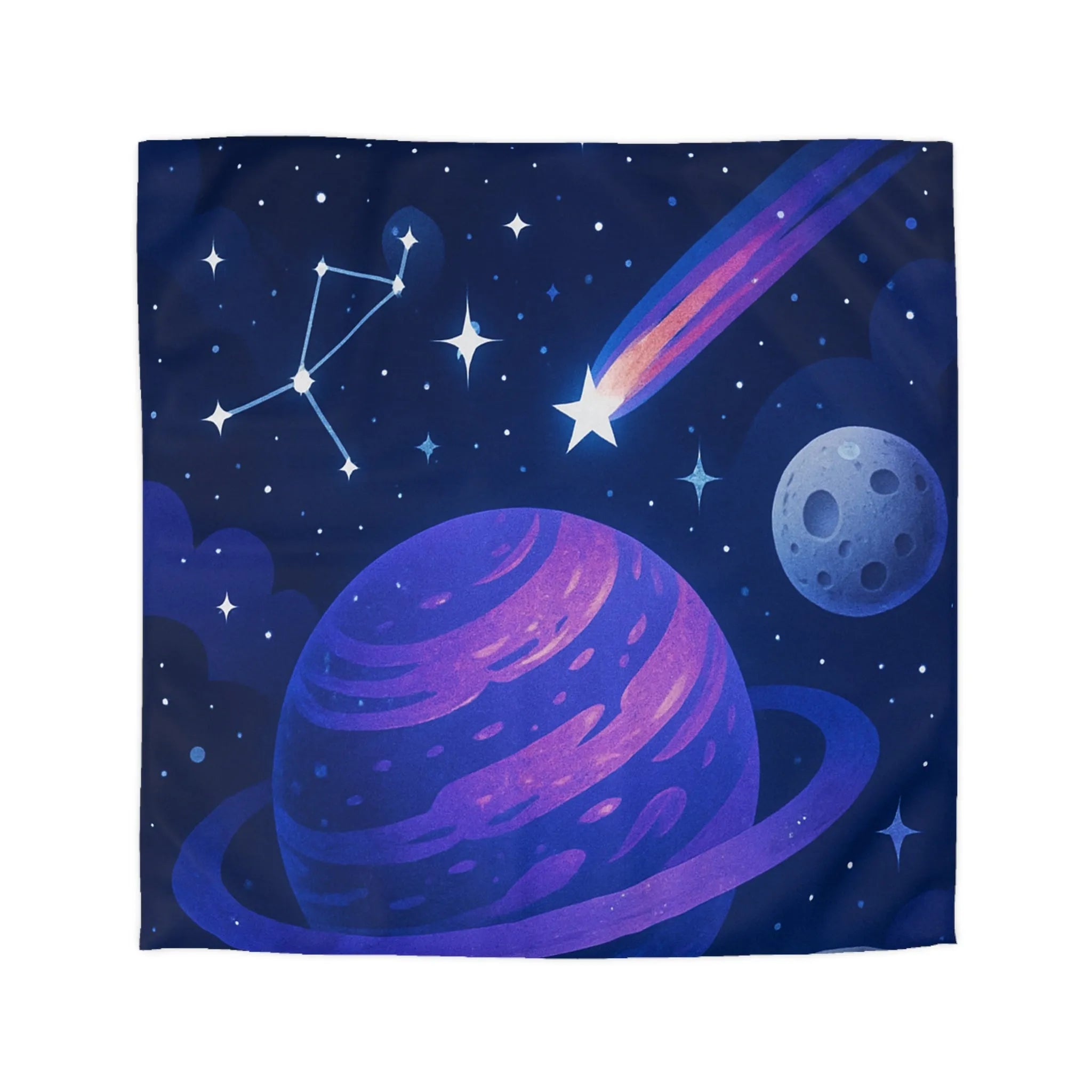 Housse de couette galaxie avec planètes, étoiles et comètes pour chambre sereine atmosphérique