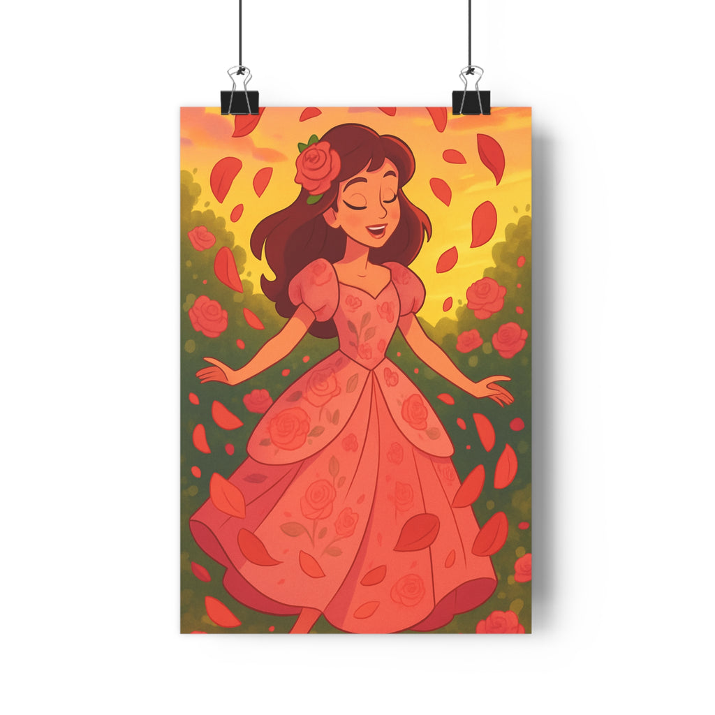Poster décoratif romantique rose orange fantaisiste anime chambre salon femme élégante rêveuse artistique moderne