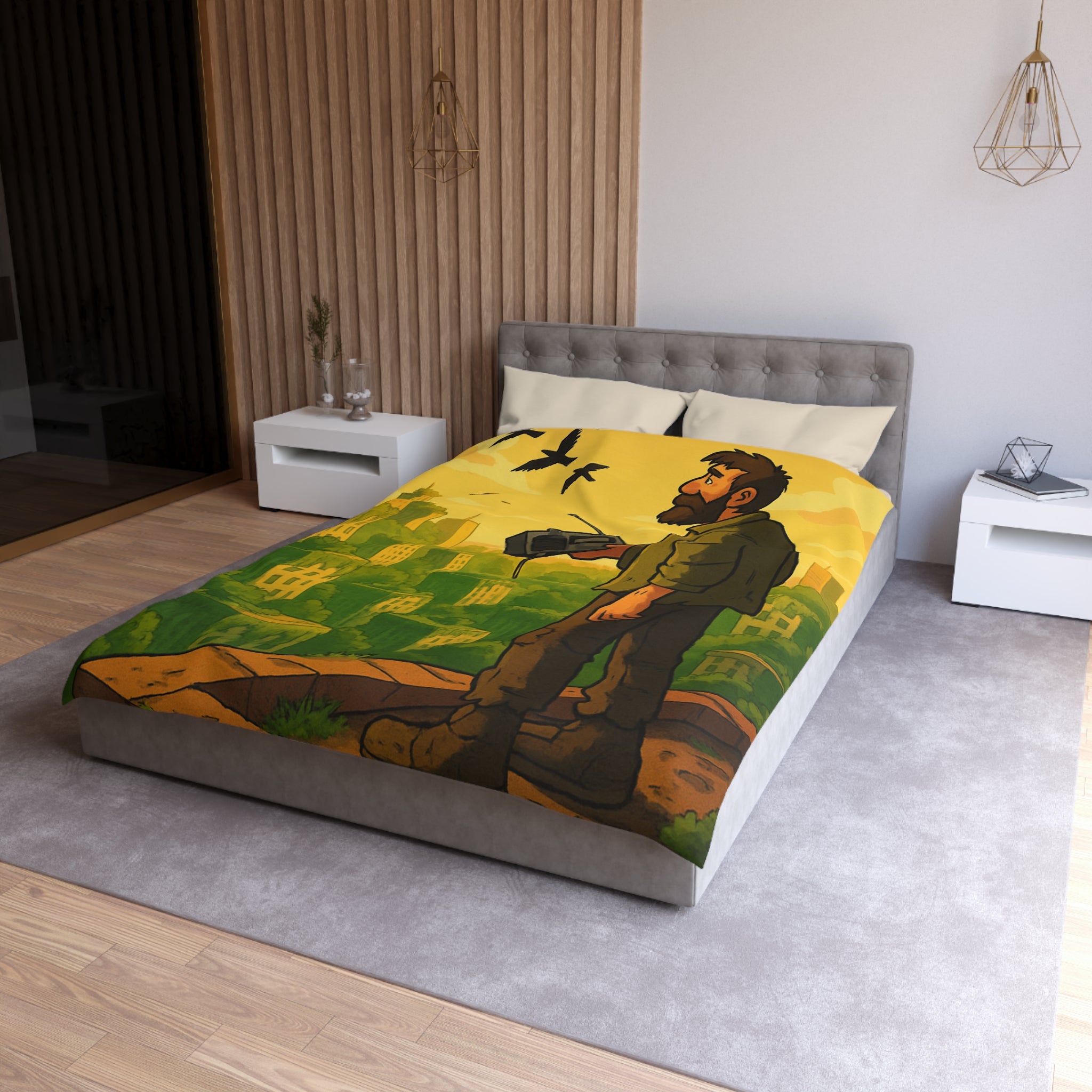 Housse de Couette Microfibre Illustration Unique Design Moderne Décoration Intérieure Raffinée