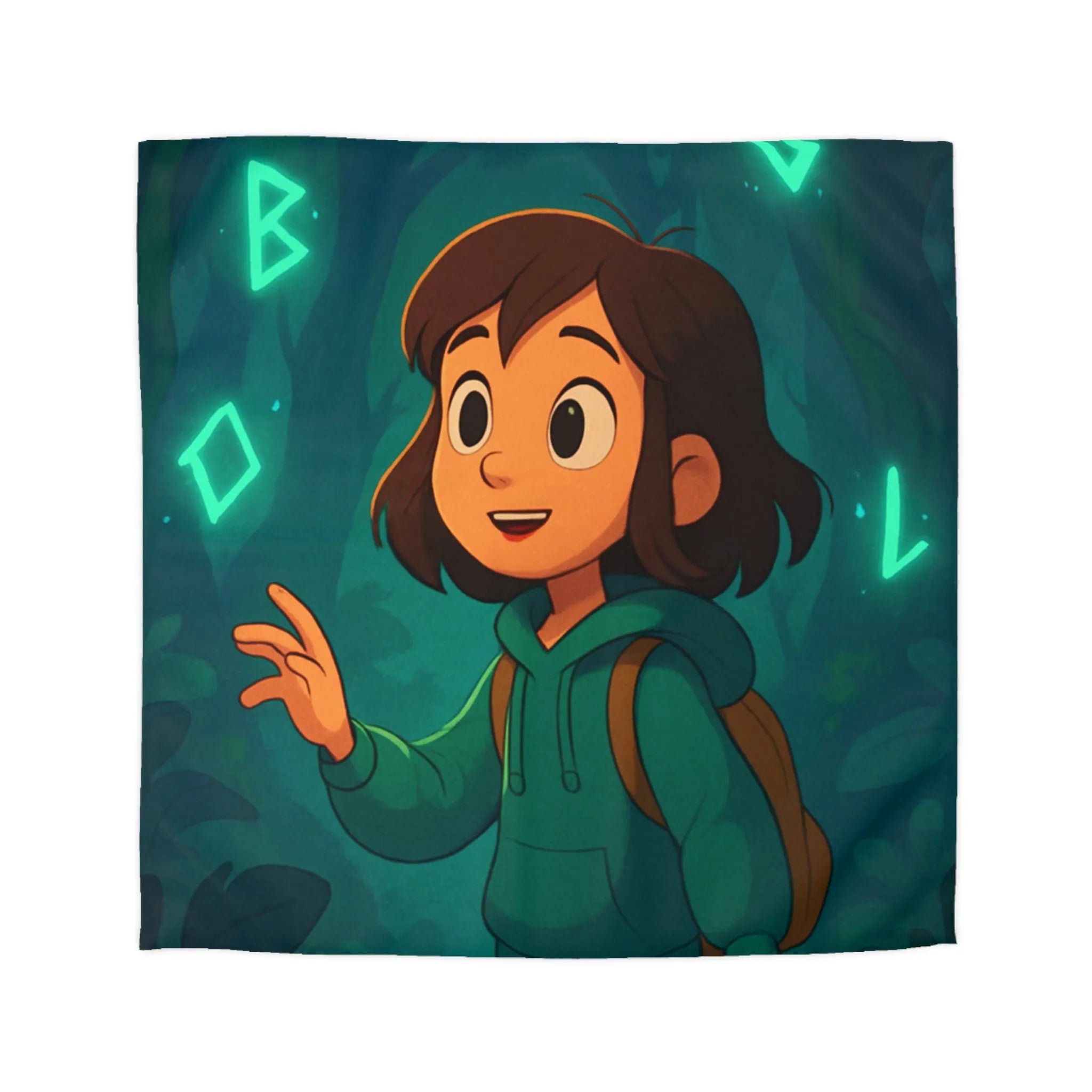 Housse de couette enfant avec motifs magiques et mystiques en forêt enchantée sombre