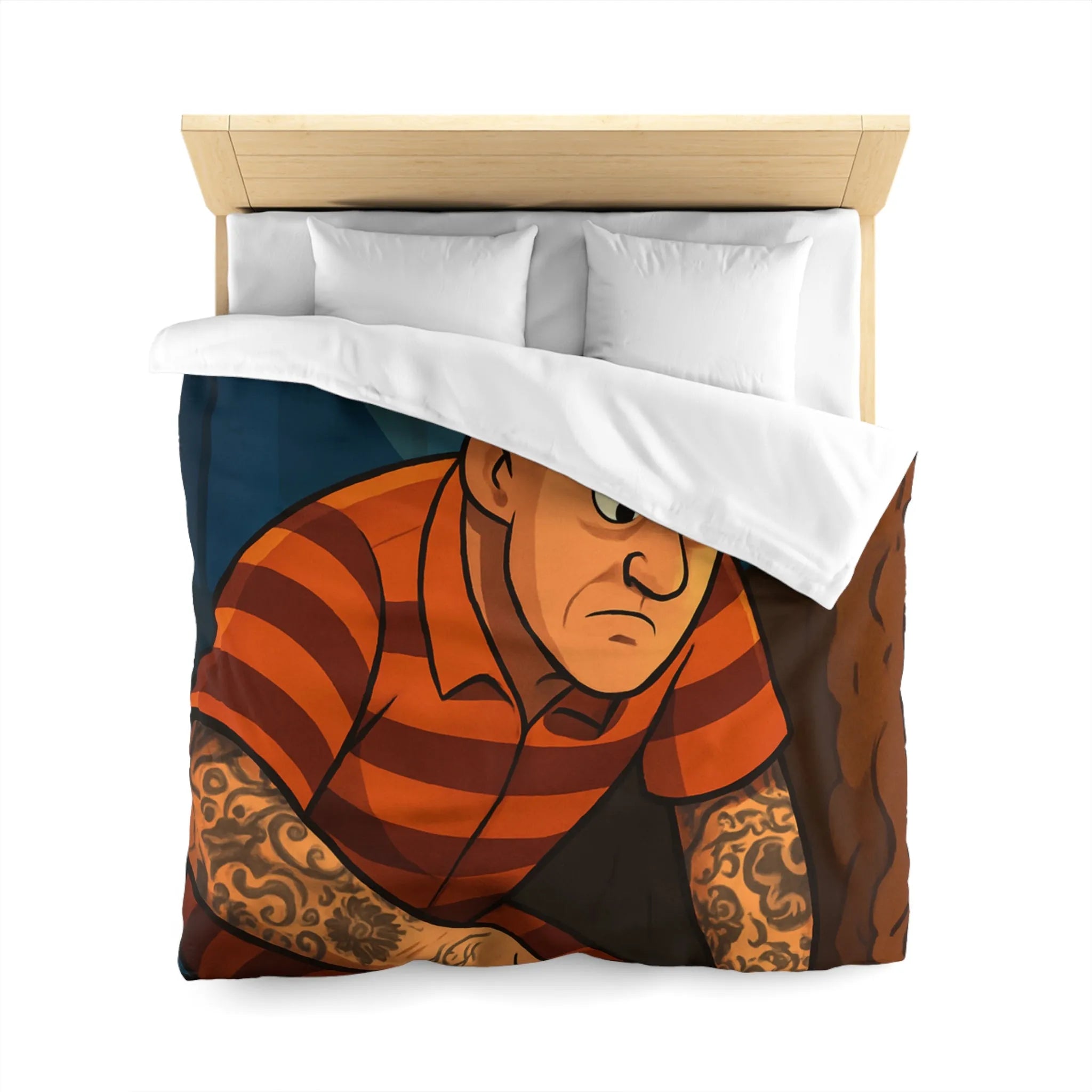 Housse de couette avec illustration d'évasion nocturne audacieuse pleine lune et tatouages