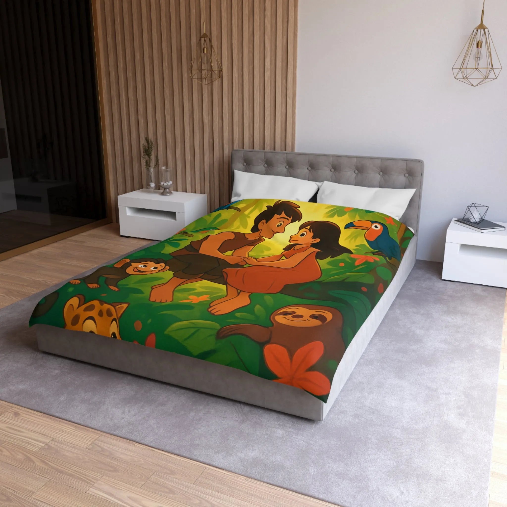 Housse de Couette Microfibre Art Graphique Contemporain Style Décoratif Chambre Tendance