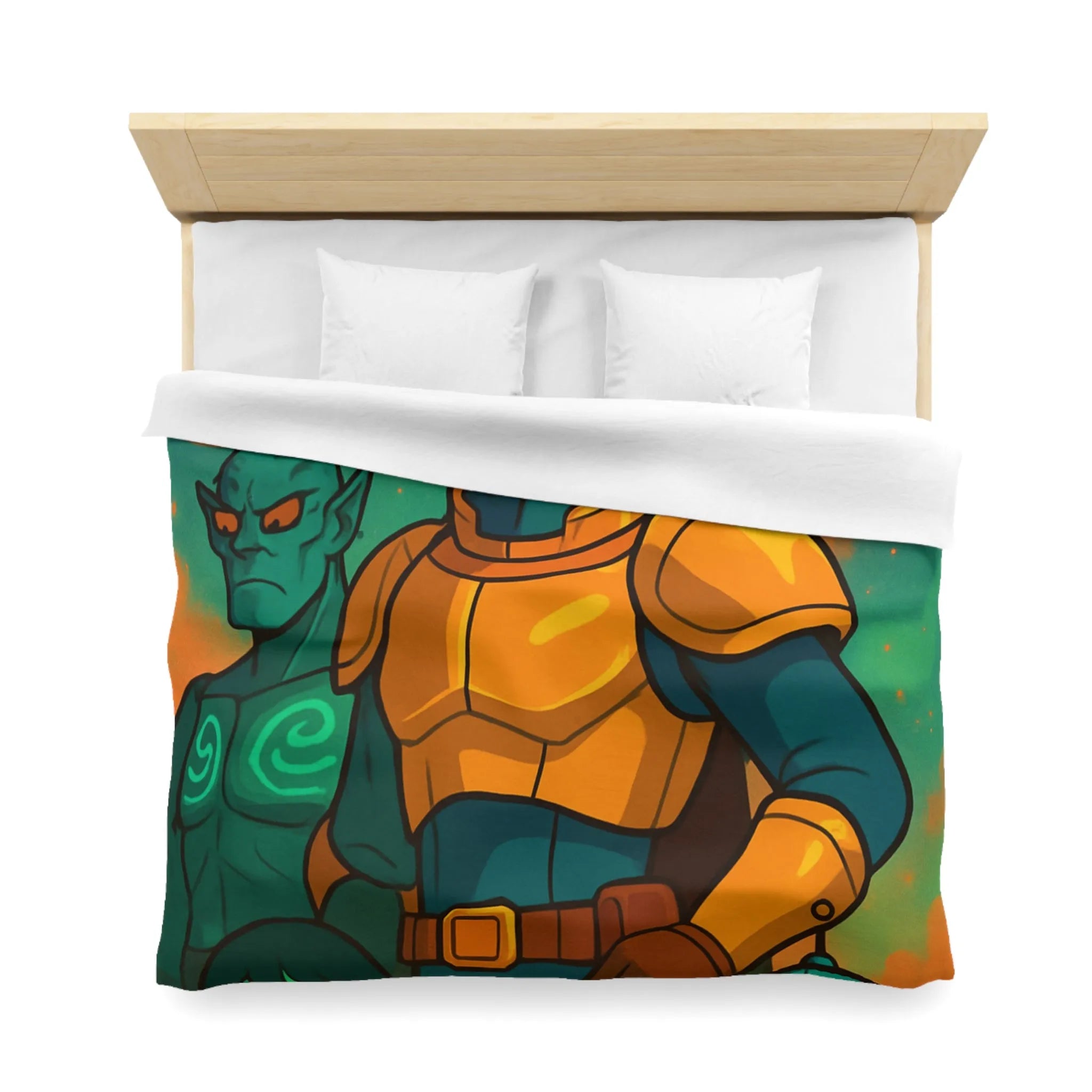 Housse de Couette Design Futuriste avec Héros de l'Espace et Planète Saturne