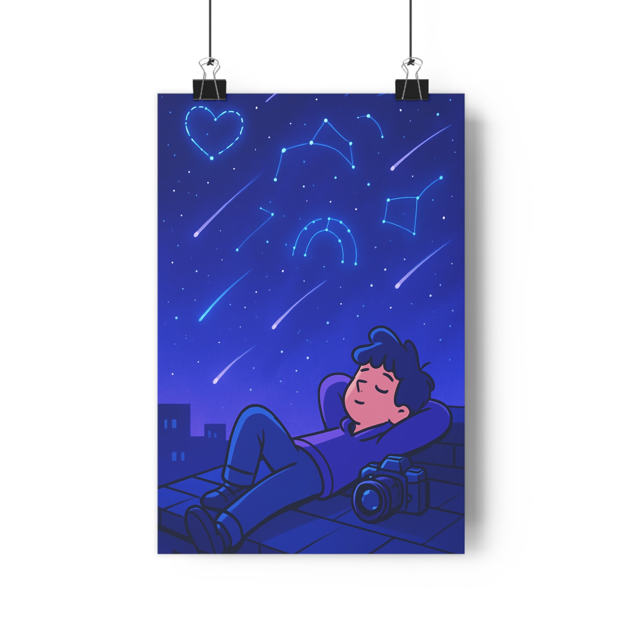 Poster décoratif ciel étoilé bleu violet mystique chambre détente constellation animé moderne 30x46 cm