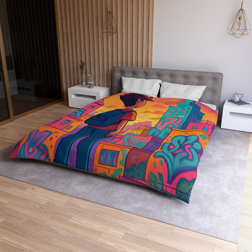 Housse de Couette Microfibre Design Artistique Moderne Décoration Chambre Confort Premium