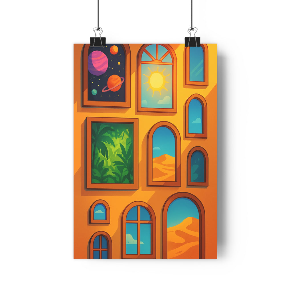 Poster décoratif surréaliste coloré espace vert jungle doré salon rêveur inspirant artistique unique qualité