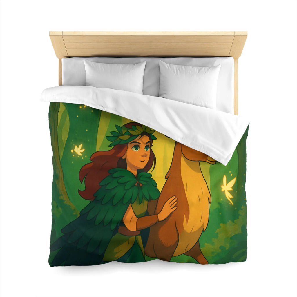 Housse de couette forestière magique avec cerf et fée pour ambiance féérique naturelle