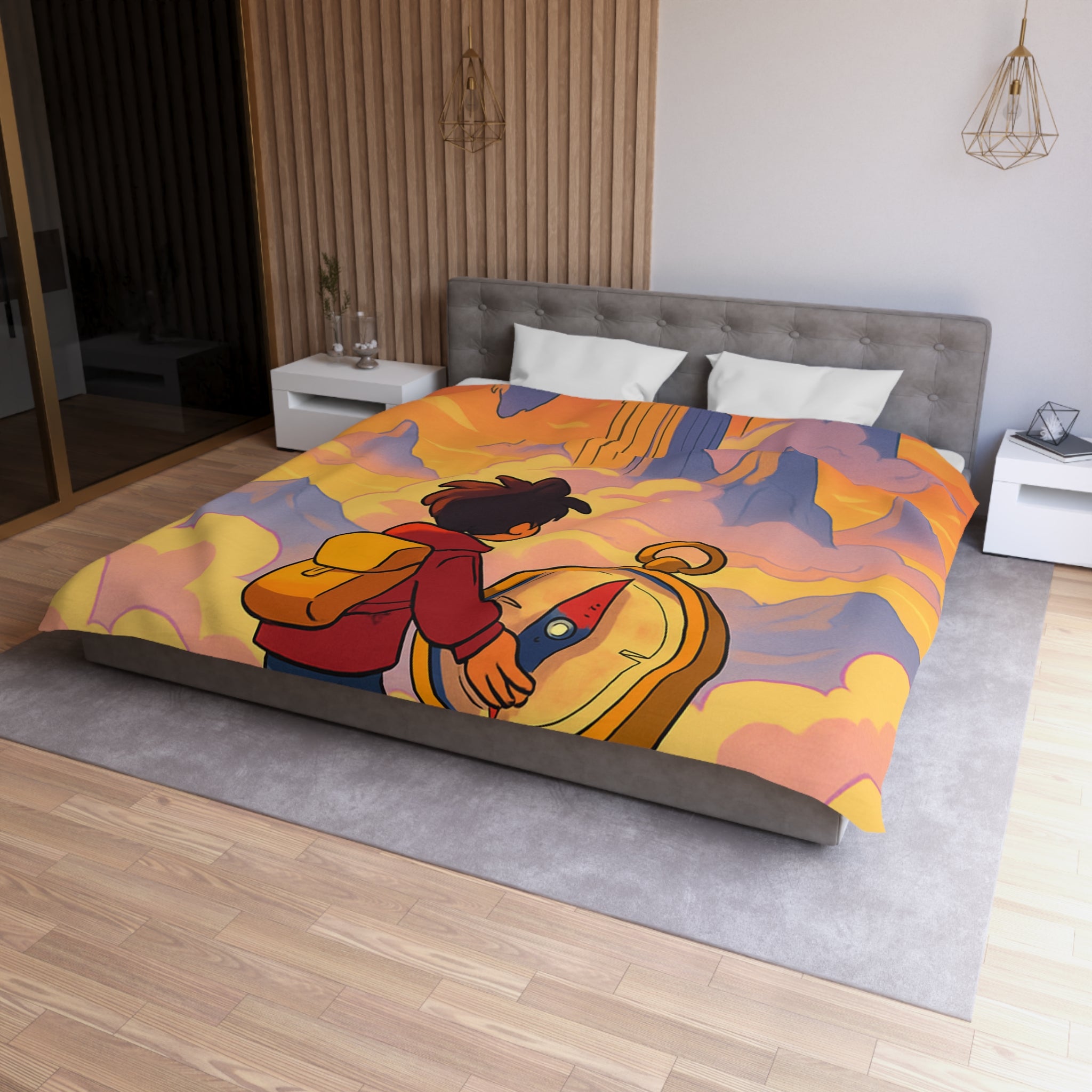 Housse de Couette Microfibre Motif Créatif Original Style Contemporain Chambre Élégante