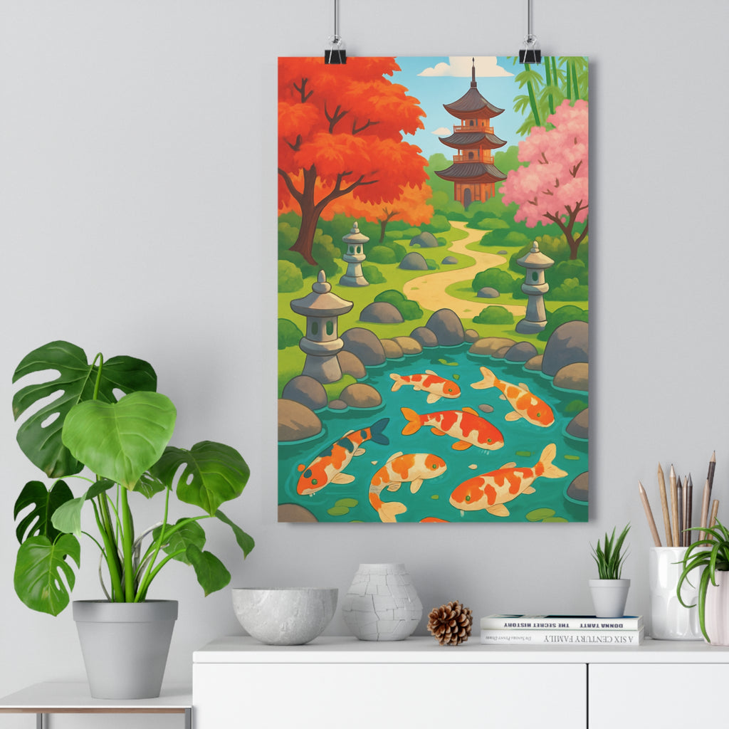 Poster décoratif zen jardin coloré paisible méditation salon harmonieux nature intérieur vibrant 30x46 élégant