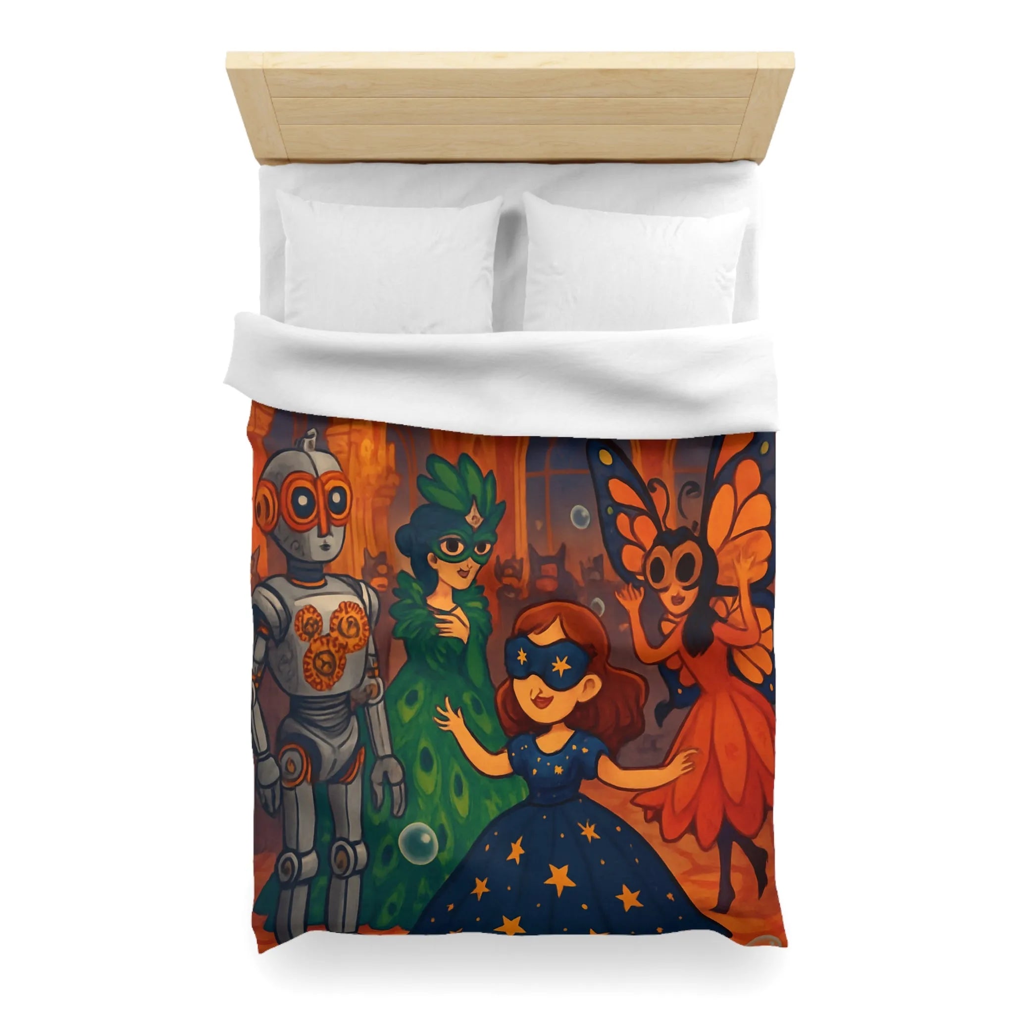 Housse de Couette Enchantée avec Robe de Bal Masquée et Ambiance Féérique Pour Enfants