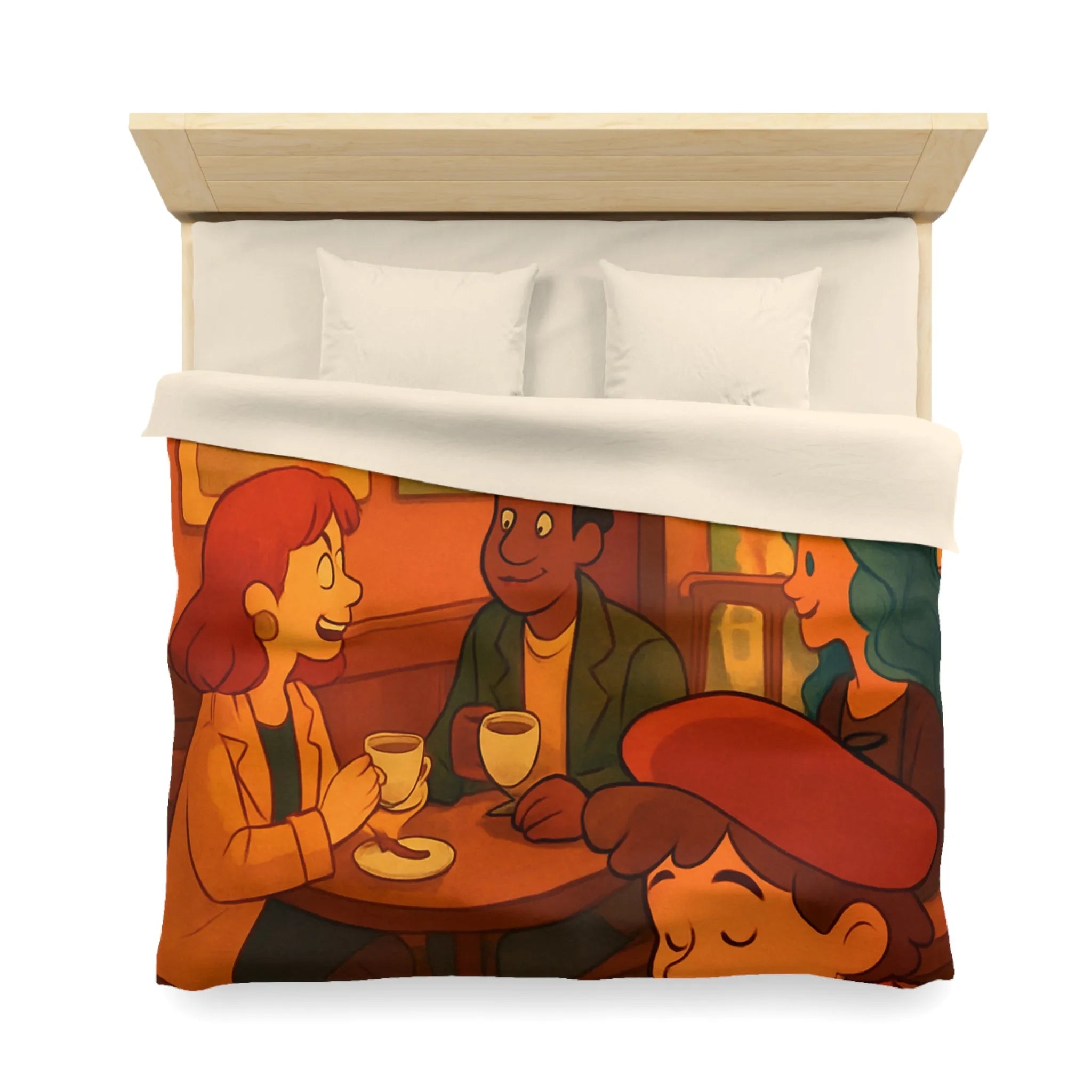 Charmante illustration de café parisien avec vue sur la Tour Eiffel en arrière-plan