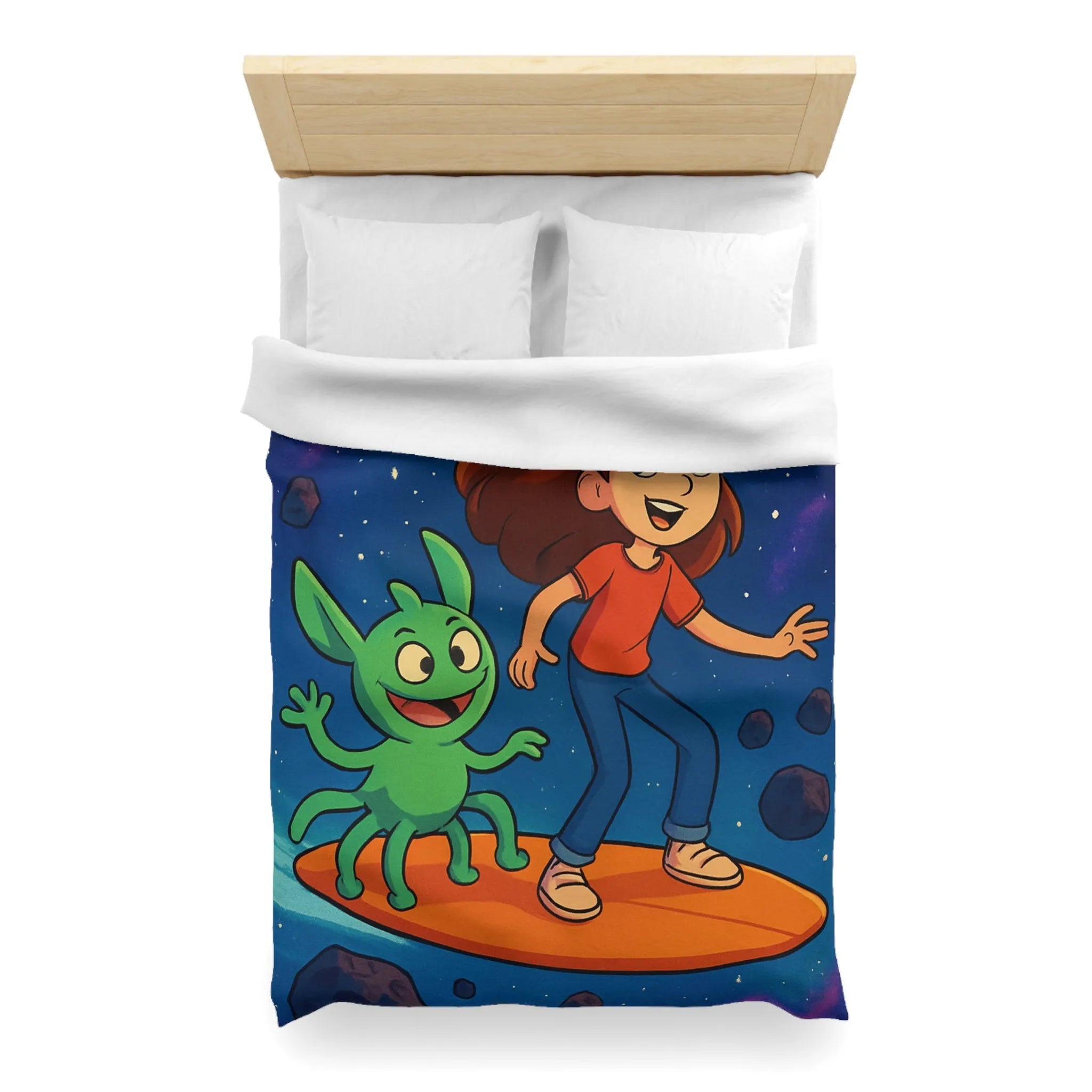 Explorez l’univers avec cette housse de couette lumineuse pour enfants, style aventure cosmique