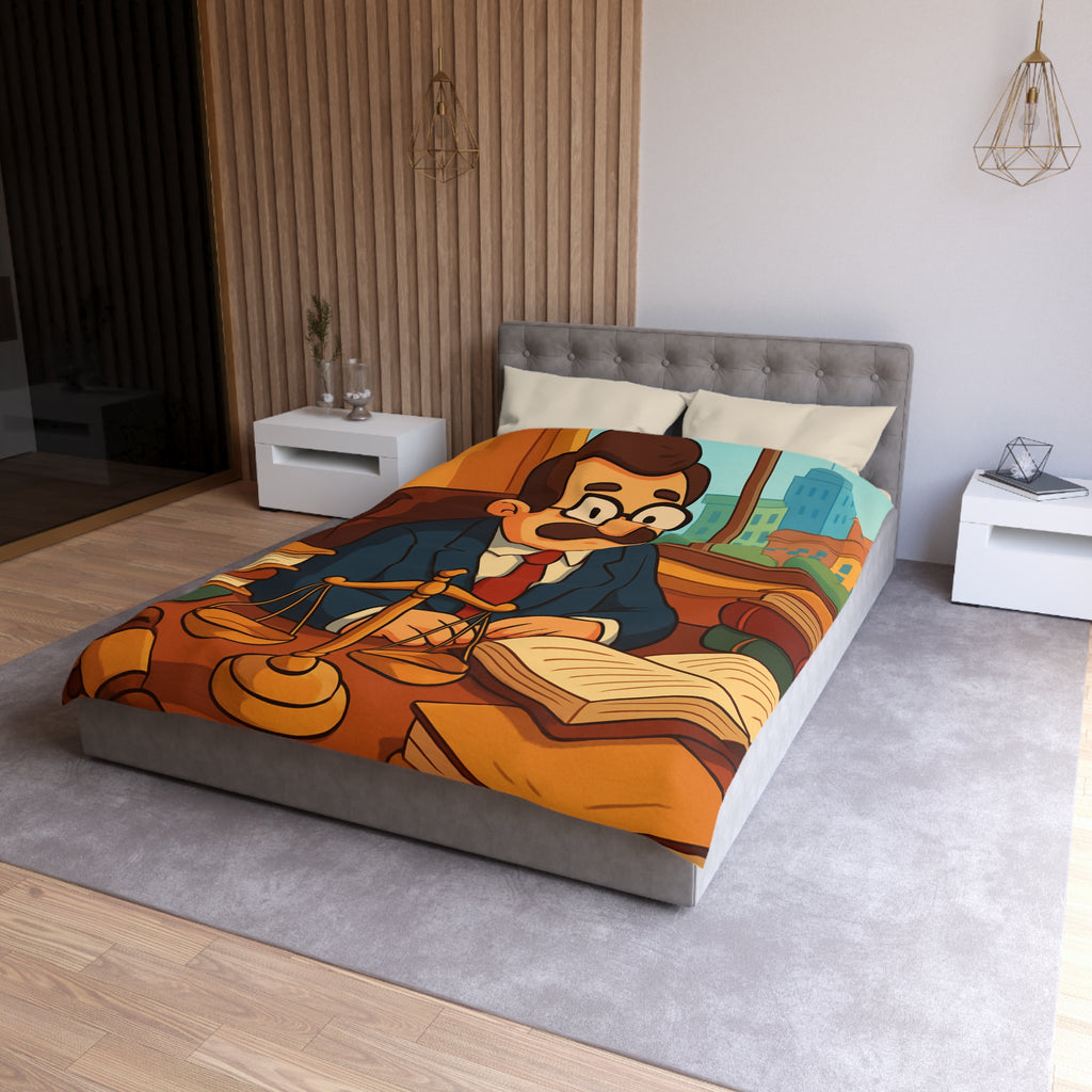 Housse de Couette Style Dessin Animé d'un Bureau d'Avocat avec Livres Colorés